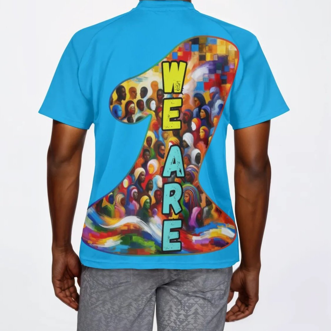 Men's V-Neck Polyester T-Shirt "We Are One"