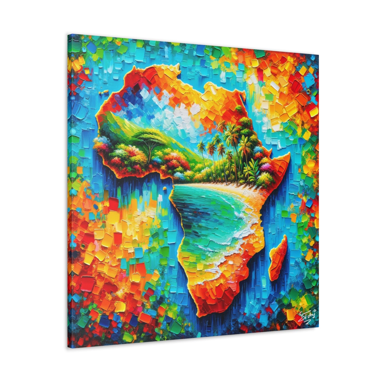 Art Print, "From Africa to the Caribbean" Oil Finish, West Indian Ethnicity, Cultural, Heritage, Abstract, Canvas Gallery Wrap