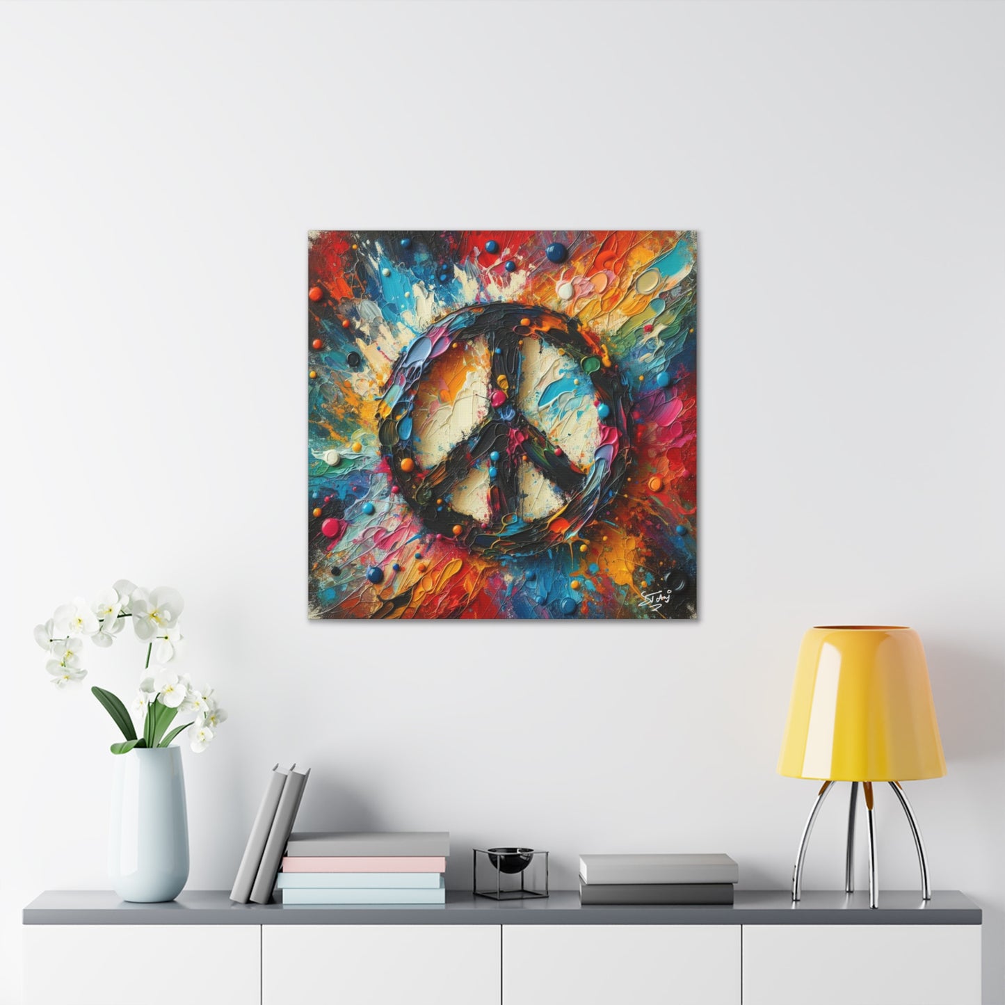 Art Print, "Peace" Oil Finish, Abstract, One Love, West Indian Ethnicity, Cultural, Heritage, Semi-Abstract, Canvas Gallery Wrap