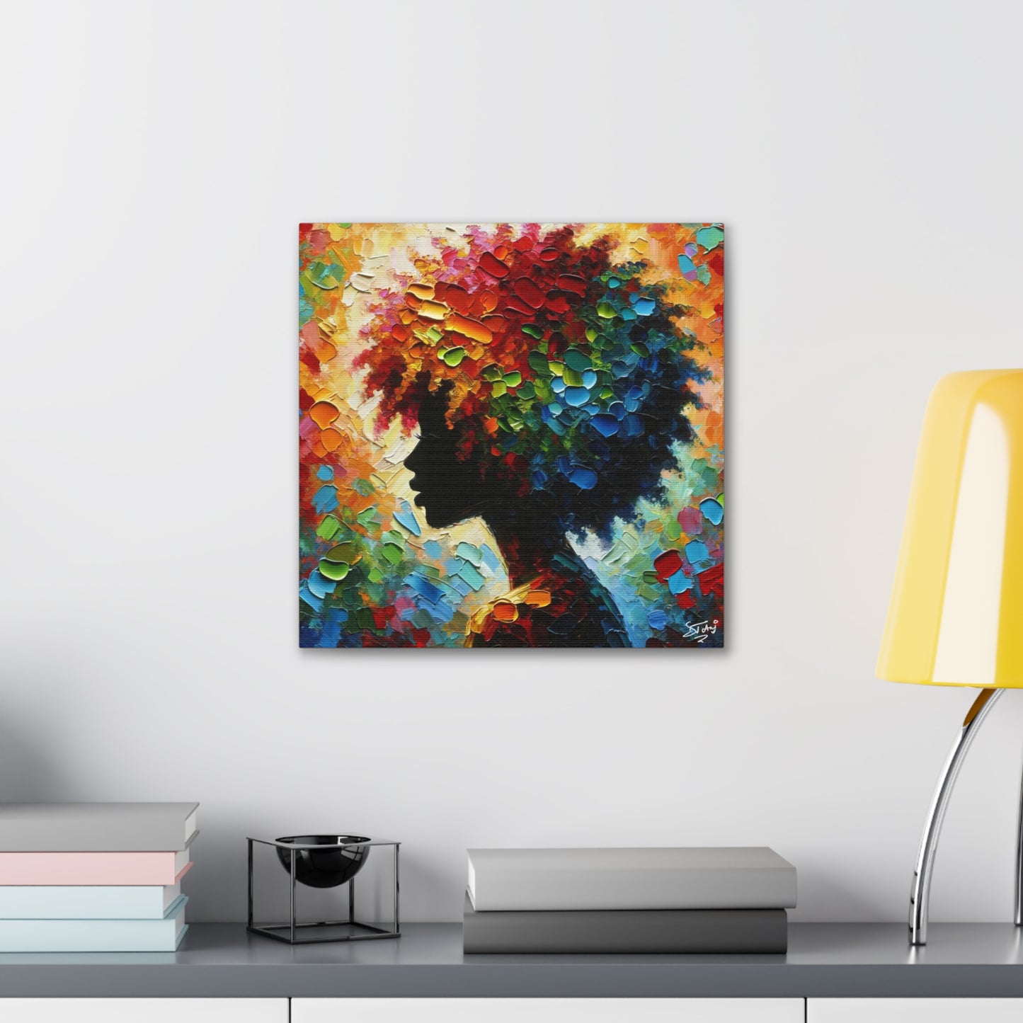 Art Print, Afro-Caribbean Woman, Oil Finish, West Indian Ethnicity, Cultural, Heritage, Semi-Abstract, Canvas Gallery Wrap