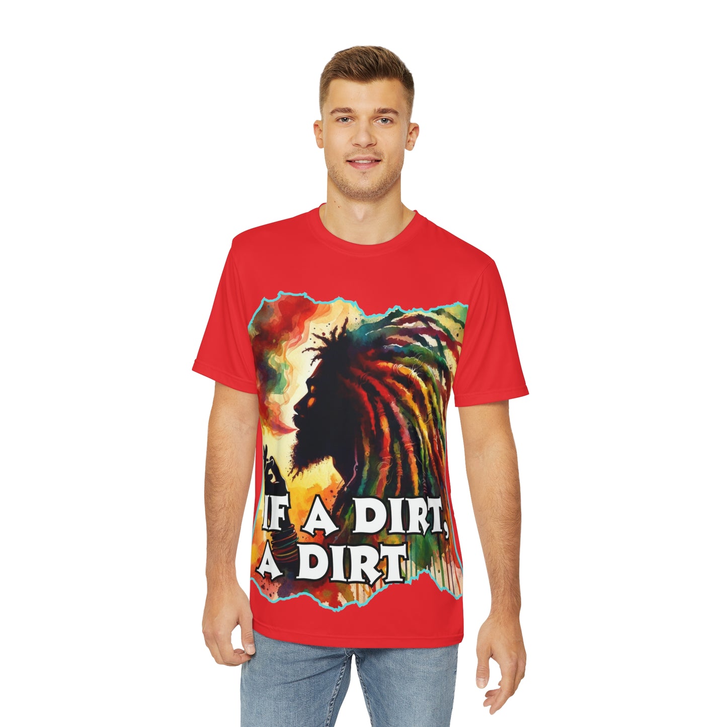 Men's Brushed Polyester Short Sleeve Tee (AOP), "If A Dirt A Dirt"