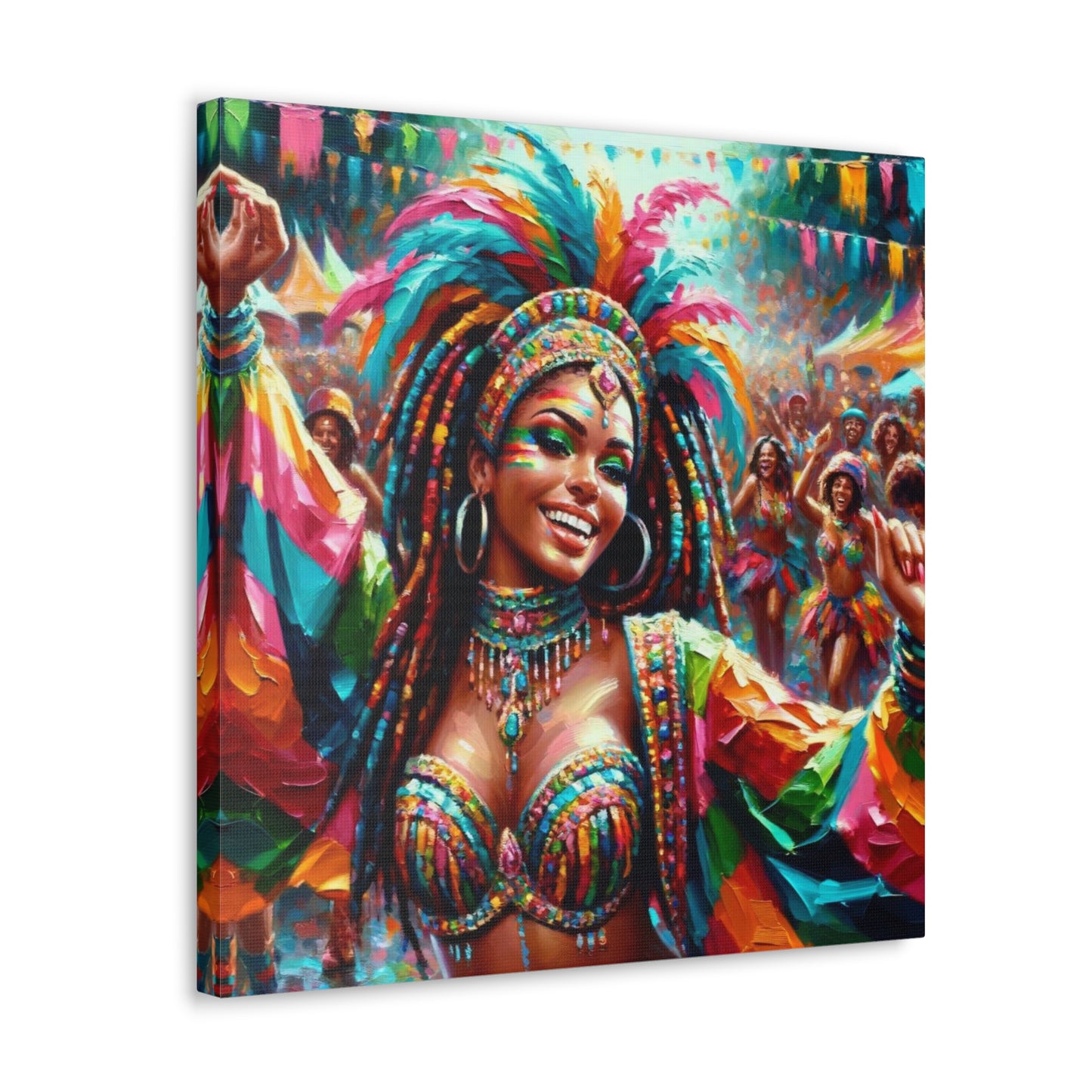 Art Print of Trini Masquerader, Carnival, Oil Finish, West Indian Ethnicity, Cultural, Heritage, Art, Black Woman, Canvas Gallery Wraps