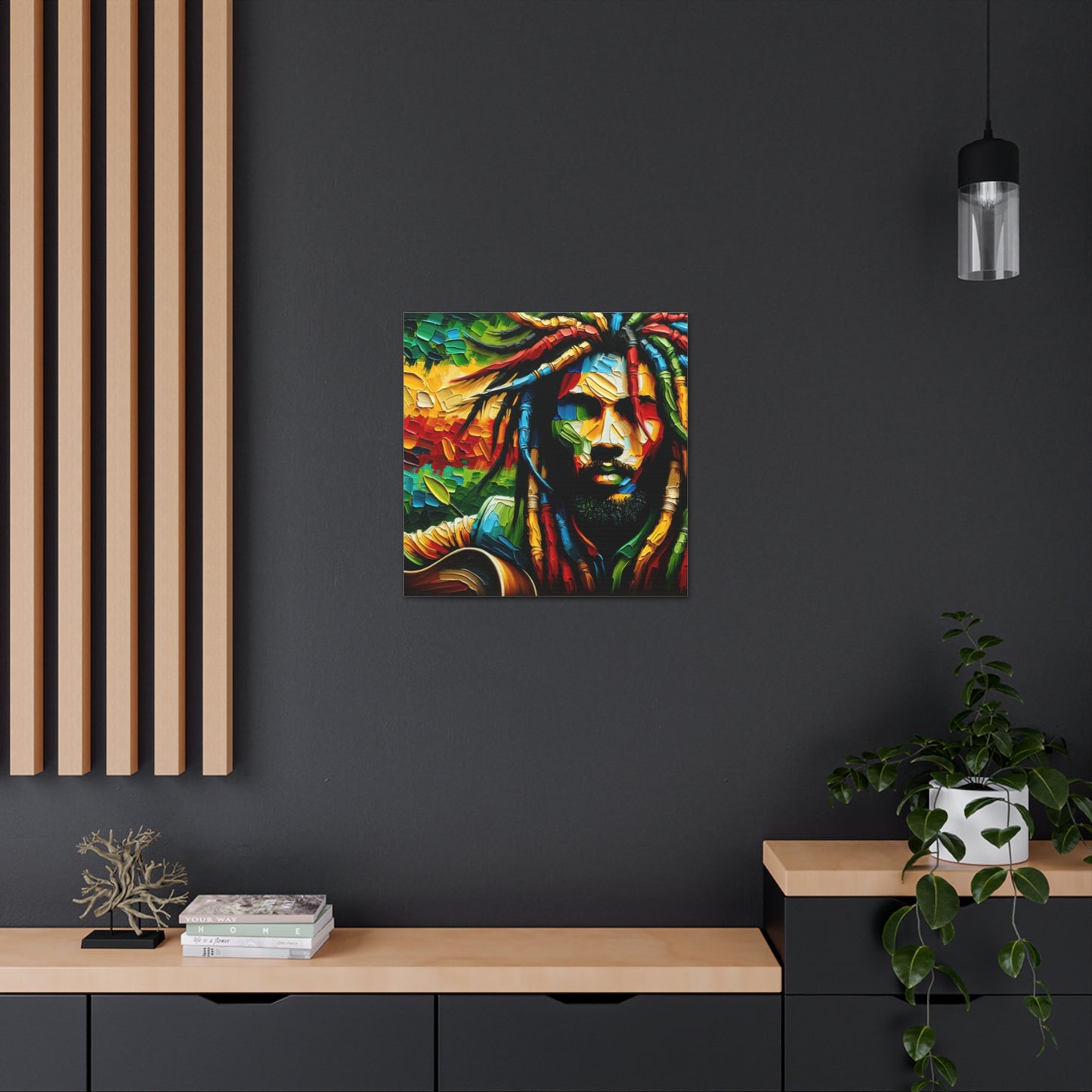 Art Print of Rastaman, Oil Finish, West Indian Ethnicity, Cultural, Heritage, Afro-Caribbean Man, Semi-Abstract, Canvas Gallery Wrap