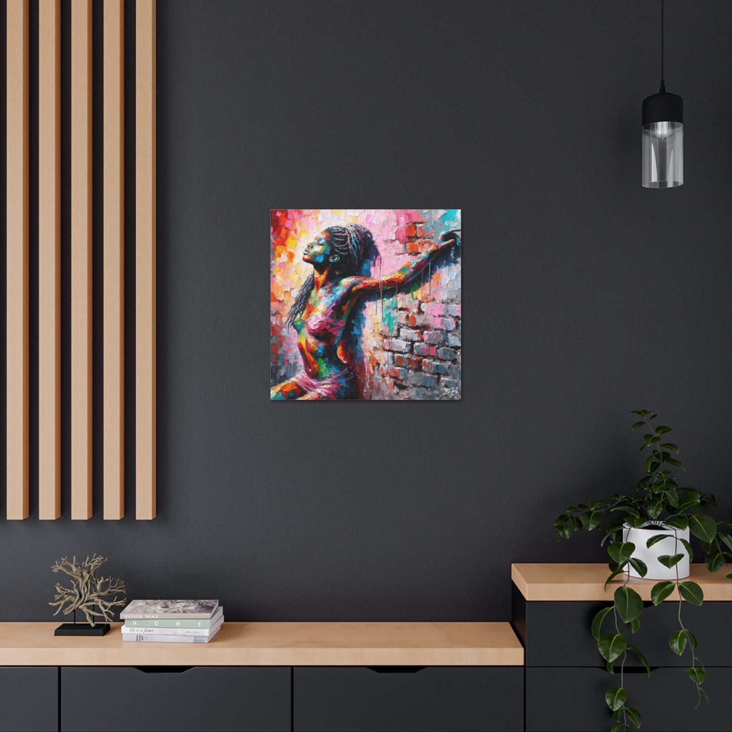 Art Print, Afro-Caribbean Woman "In Paint," Oil Finish, West Indian Ethnicity, Cultural, Heritage, Semi-Abstract, Canvas Gallery Wrap