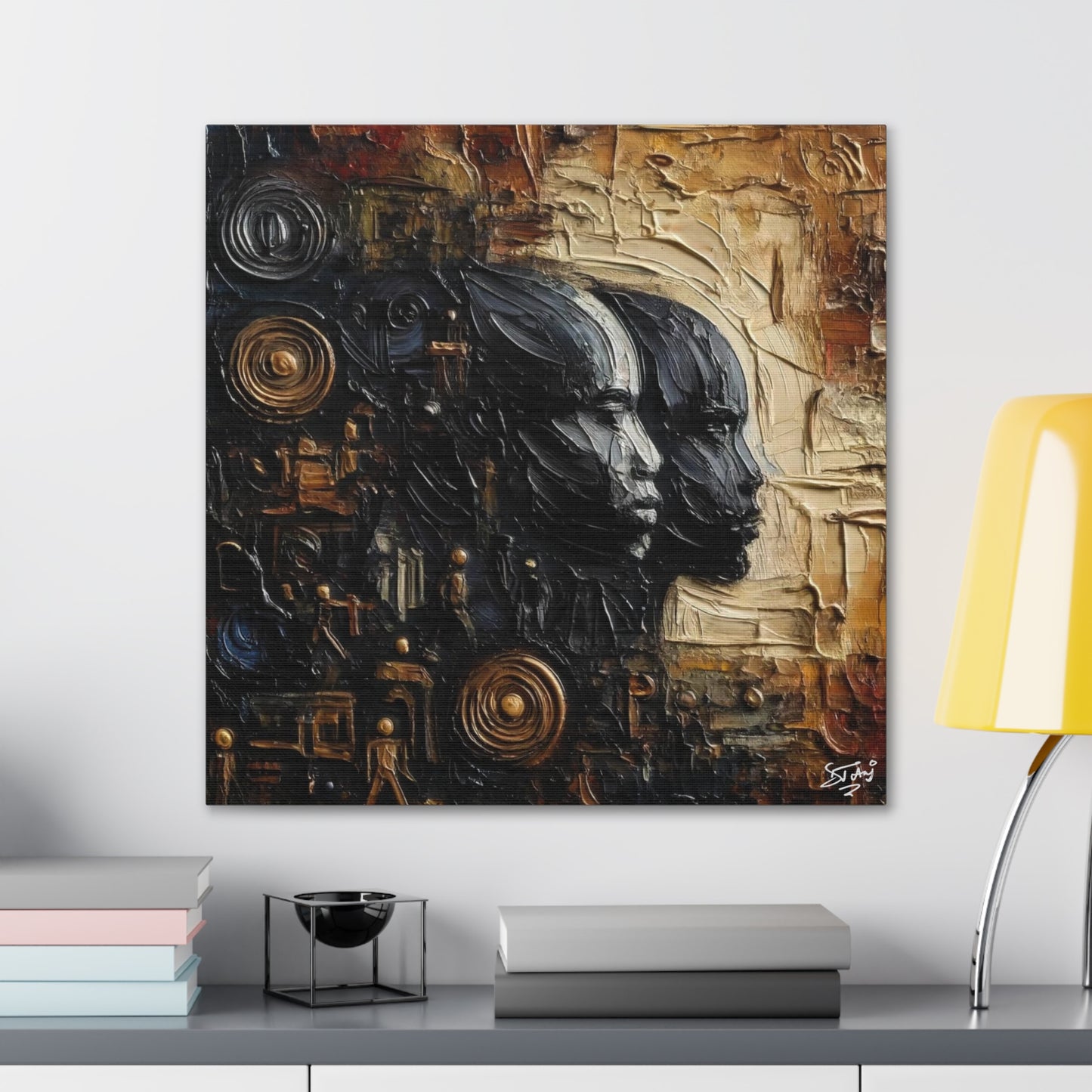 Art Print, African Men "In Abstraction," Black Roots, Oil Finish, Unity, One Love, Abstract, Canvas Gallery Wrap