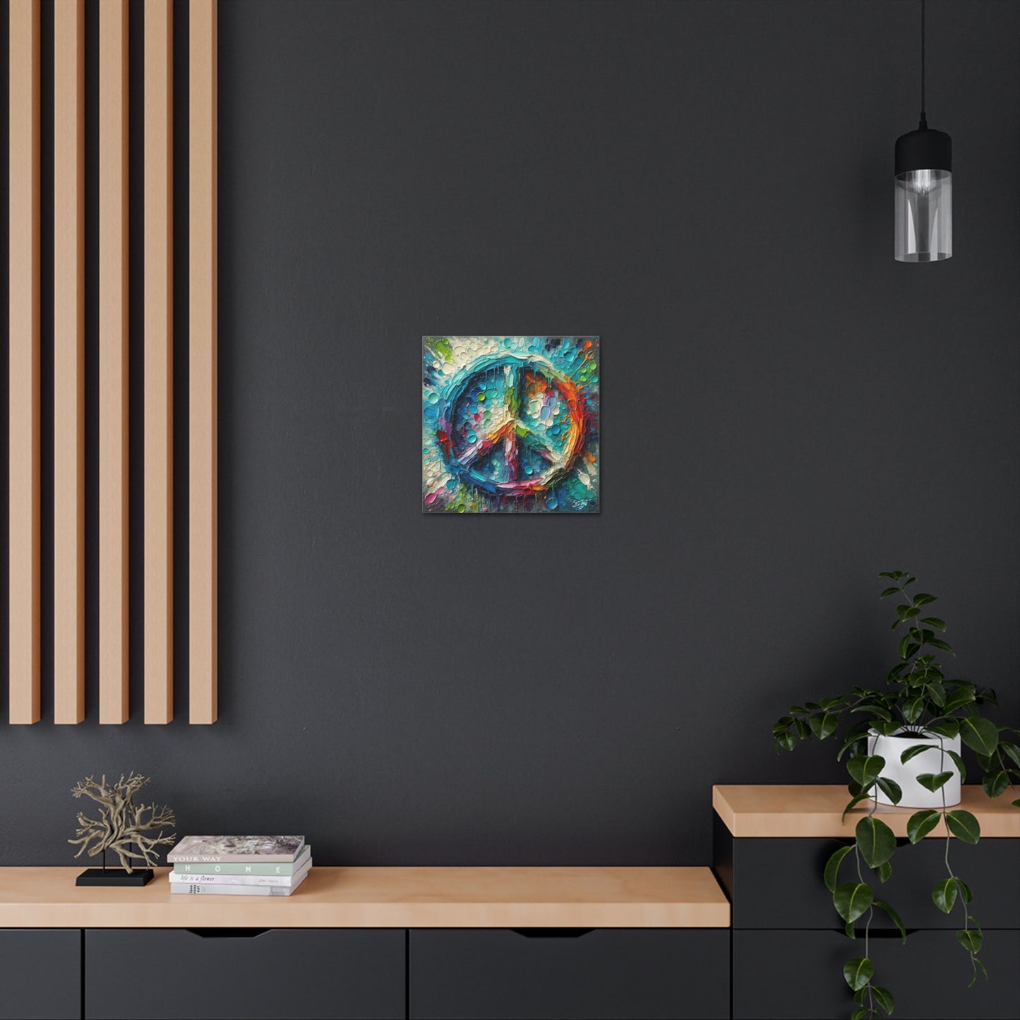 Art Print, "Peace" Oil Finish, Abstract, One Love, West Indian Ethnicity, Cultural, Heritage, Semi-Abstract, Canvas Gallery Wrap