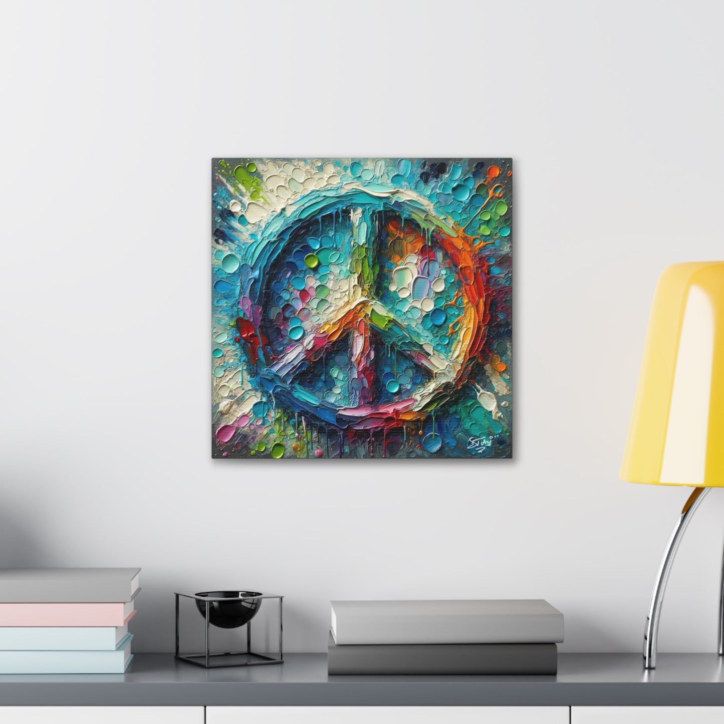 Art Print, "Peace" Oil Finish, Abstract, One Love, West Indian Ethnicity, Cultural, Heritage, Semi-Abstract, Canvas Gallery Wrap