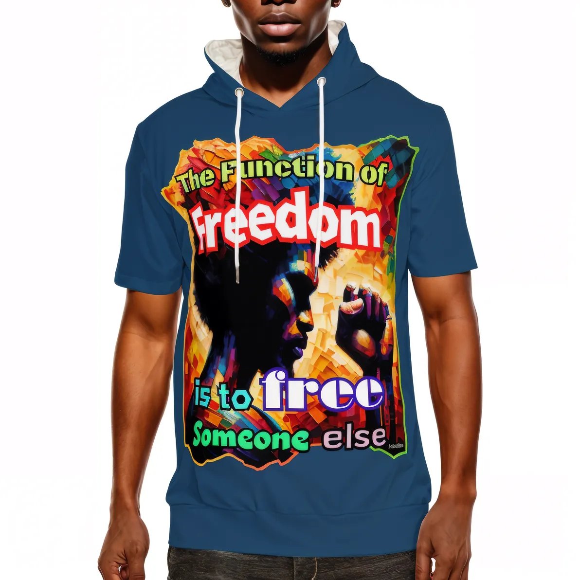 Men’s Cotton Hooded T-Shirt "The Function Of Freedom"