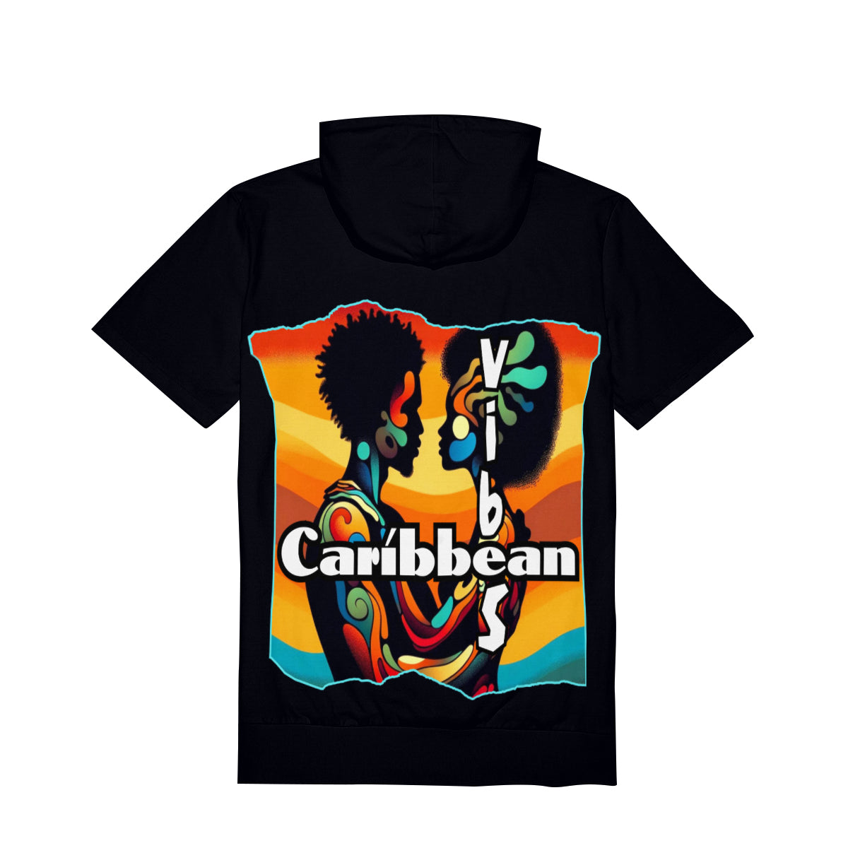 Men’s Cotton Hooded T-Shirt "Feel the Vibe, Caribbean Vibes"