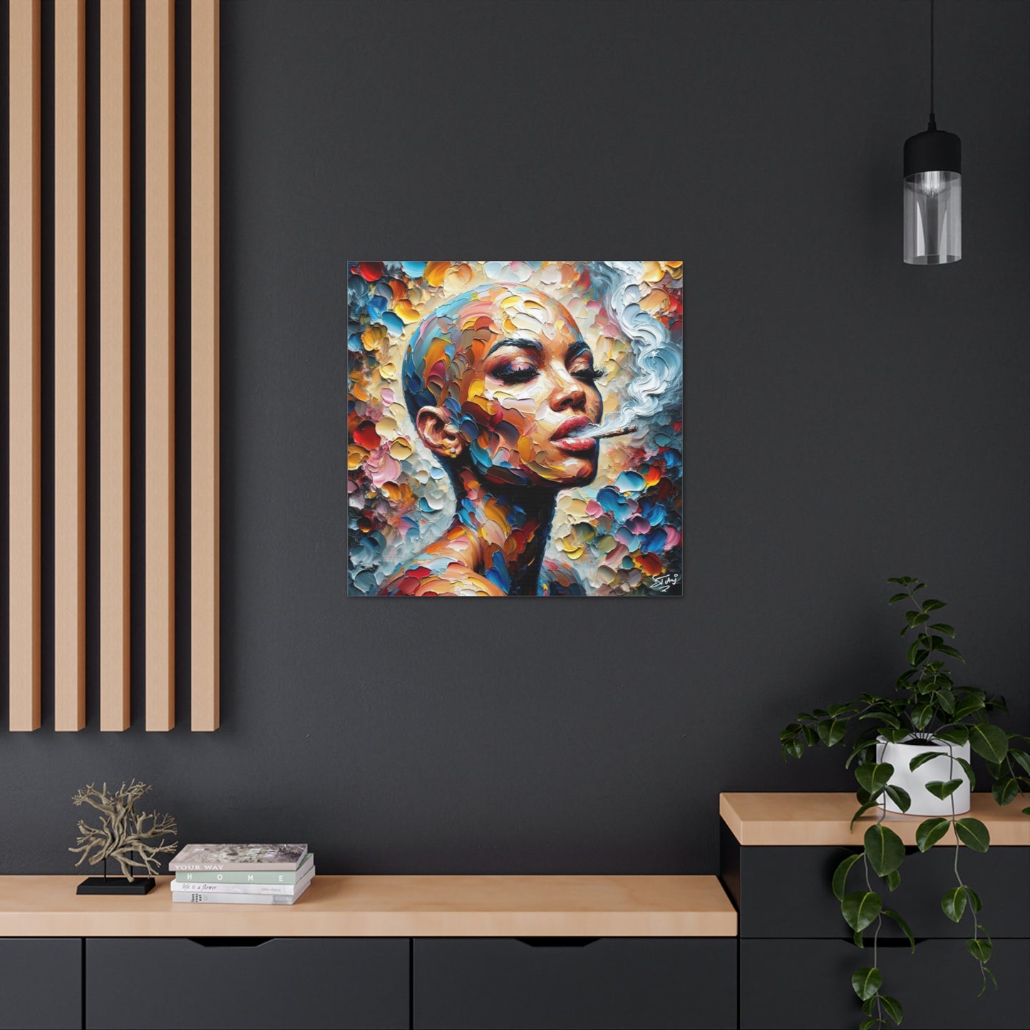 Art Print, Afro-Caribbean Woman, Oil Finish, West Indian Ethnicity, Cultural, Heritage, Semi-Abstract, Canvas Gallery Wrap