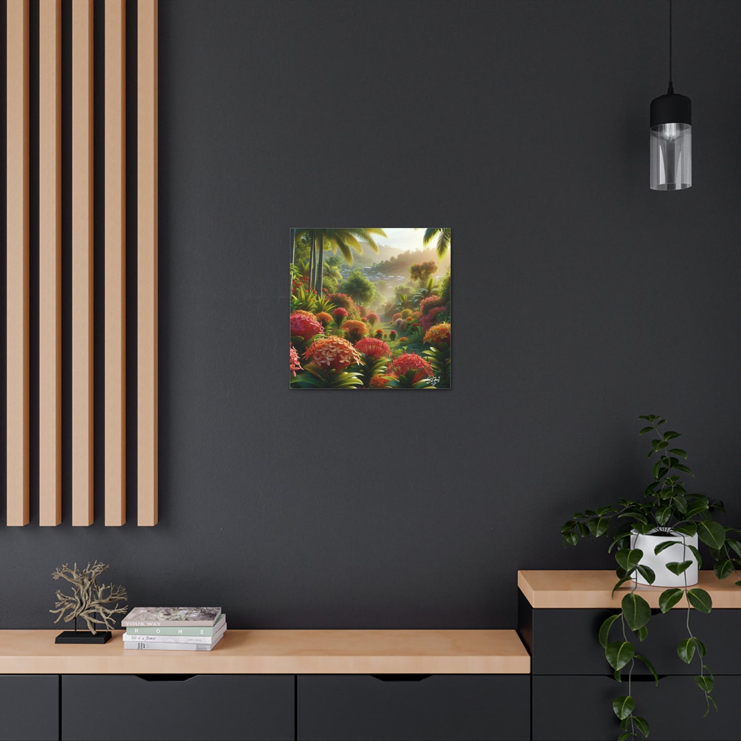 Oil Print #2 of Ixora Garden in The Caribbean, Vibrant and Vivid Colors of Ixora flowers, Trinidad and Tobago, Canvas Gallery Wraps