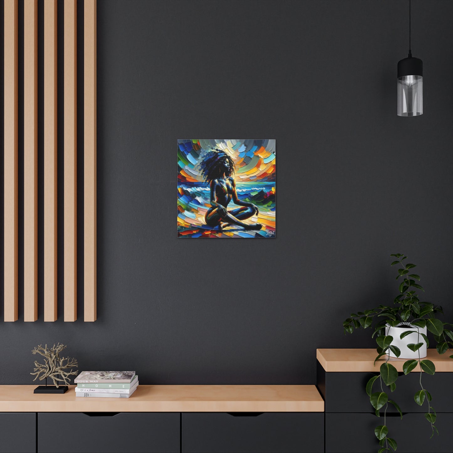 Art Print, Afro-Caribbean Woman, "Meditation" Abstract, Oil Finish, West Indian Ethnicity, Cultural, Heritage, Abstract, Canvas Gallery Wrap