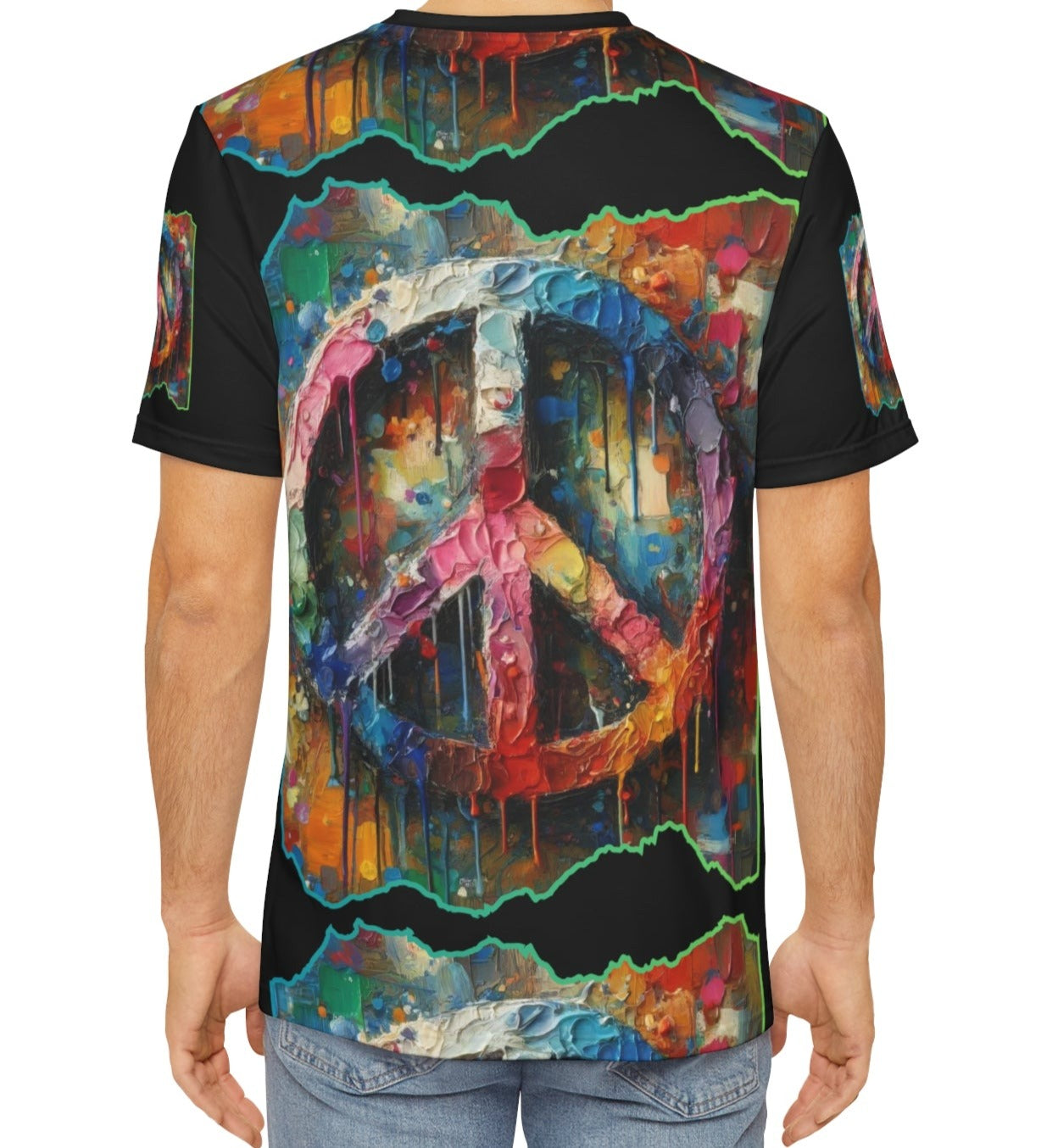 Men's Brushed Polyester Short Sleeve Tee (AOP), "PEACE"