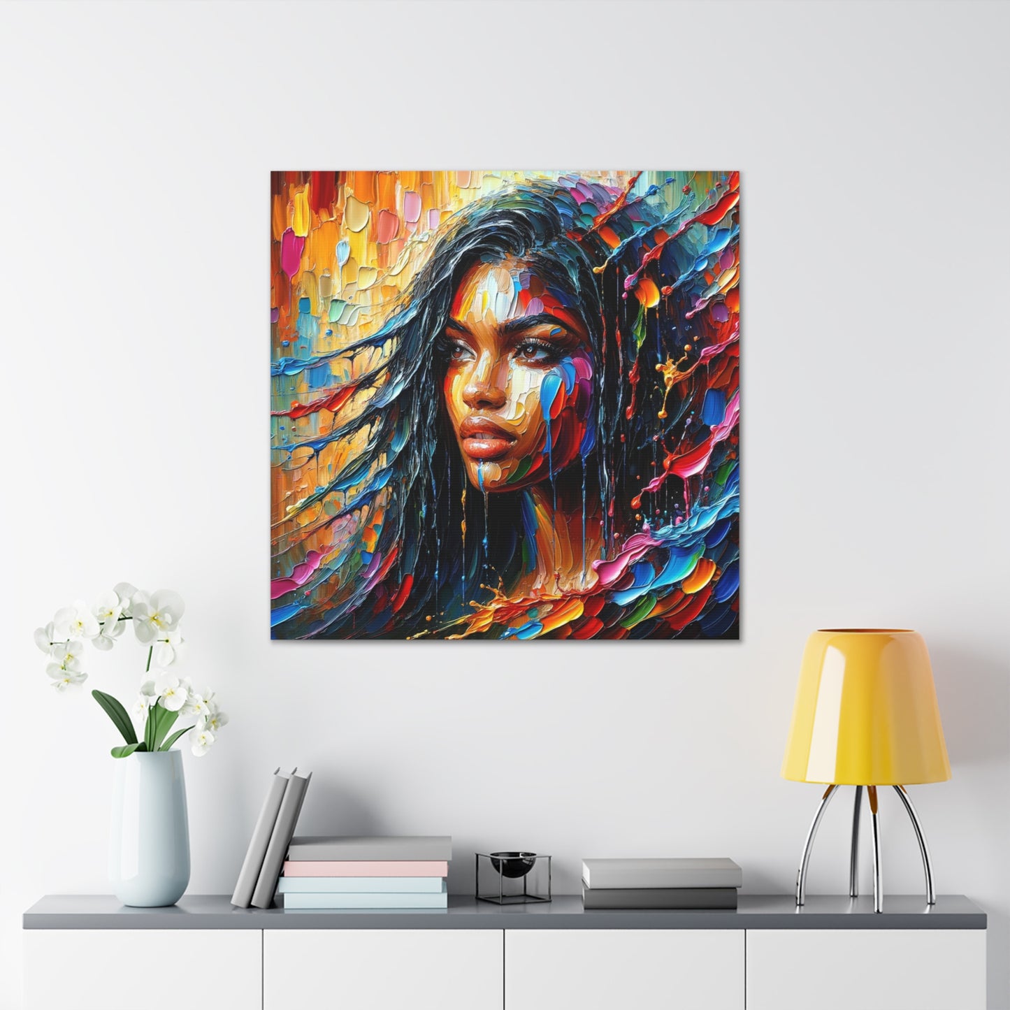 Art Print#5 of Trini Woman - Chilling in the Caribbean Sea, Oil Finish, West Indian Ethnicity, Cultural, Heritage Art, Canvas Gallery Wraps