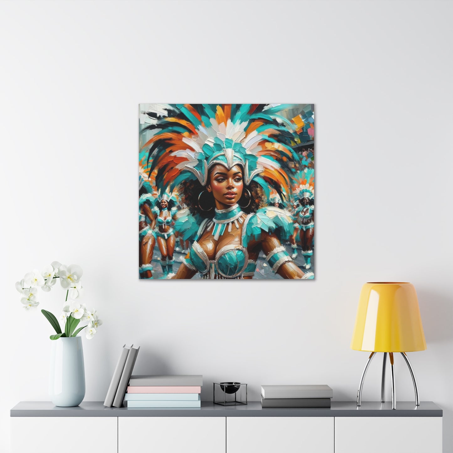 Art Print#6 of Trini Masquerader, Carnival, Oil Finish, West Indian Ethnicity, Cultural, Heritage, Art, Black Woman, Canvas Gallery Wraps