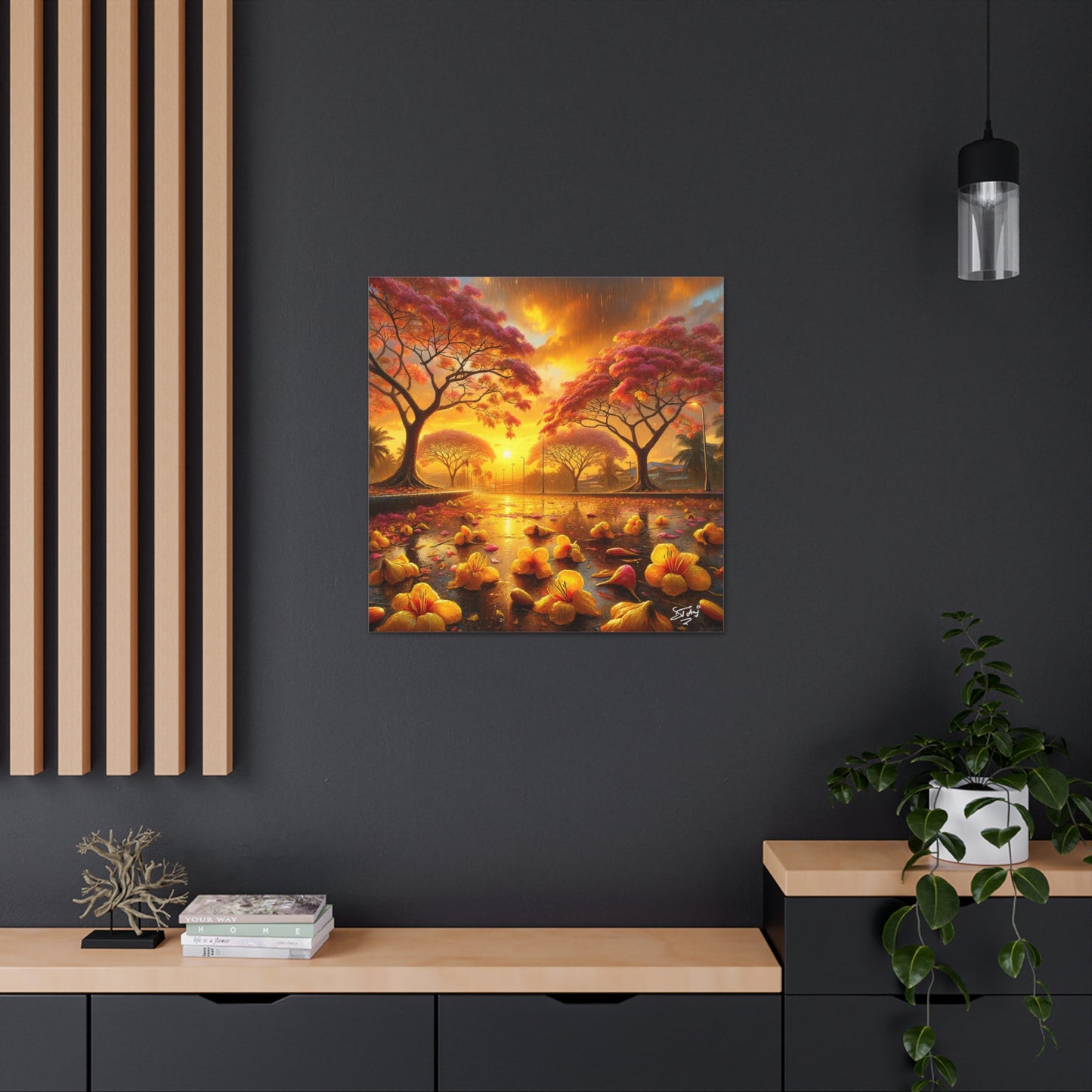 Print#3 of Poui Trees, Rainy Sunset in the Caribbean, Canvas Gallery Wraps