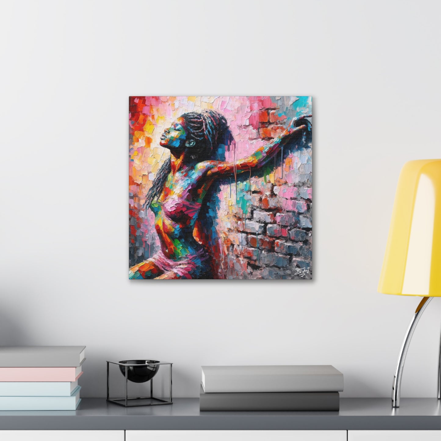 Art Print, Afro-Caribbean Woman "In Paint," Oil Finish, West Indian Ethnicity, Cultural, Heritage, Semi-Abstract, Canvas Gallery Wrap