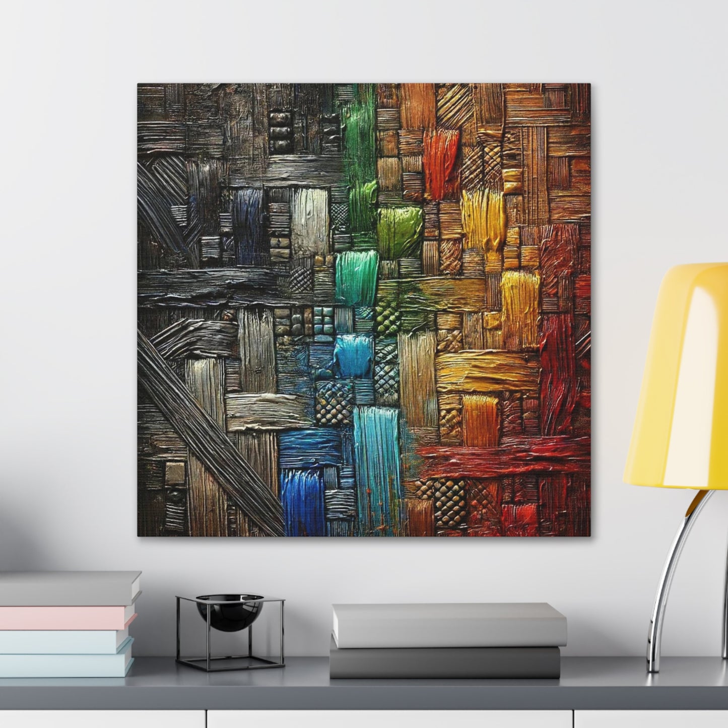 Art Print, African Print, Black Power, Abstract Oil Finish, Unity, One Love, Canvas Gallery Wrap