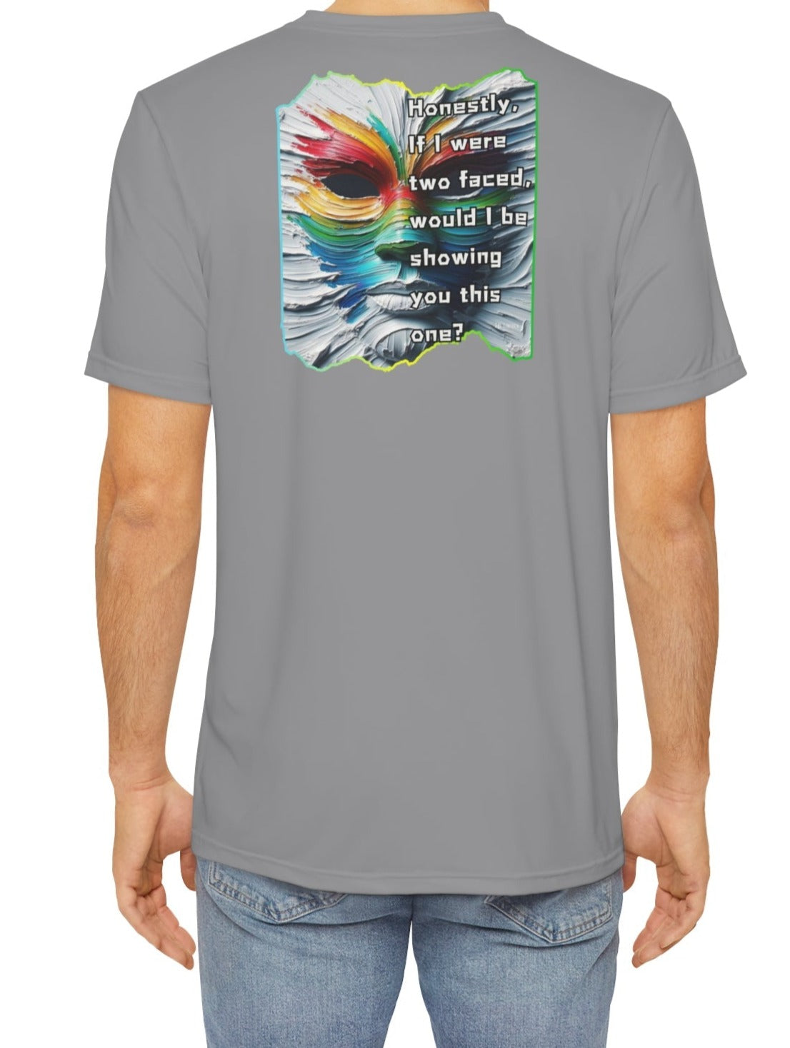 Men's Brushed Polyester Short Sleeve Tee (AOP), "Two Faced"