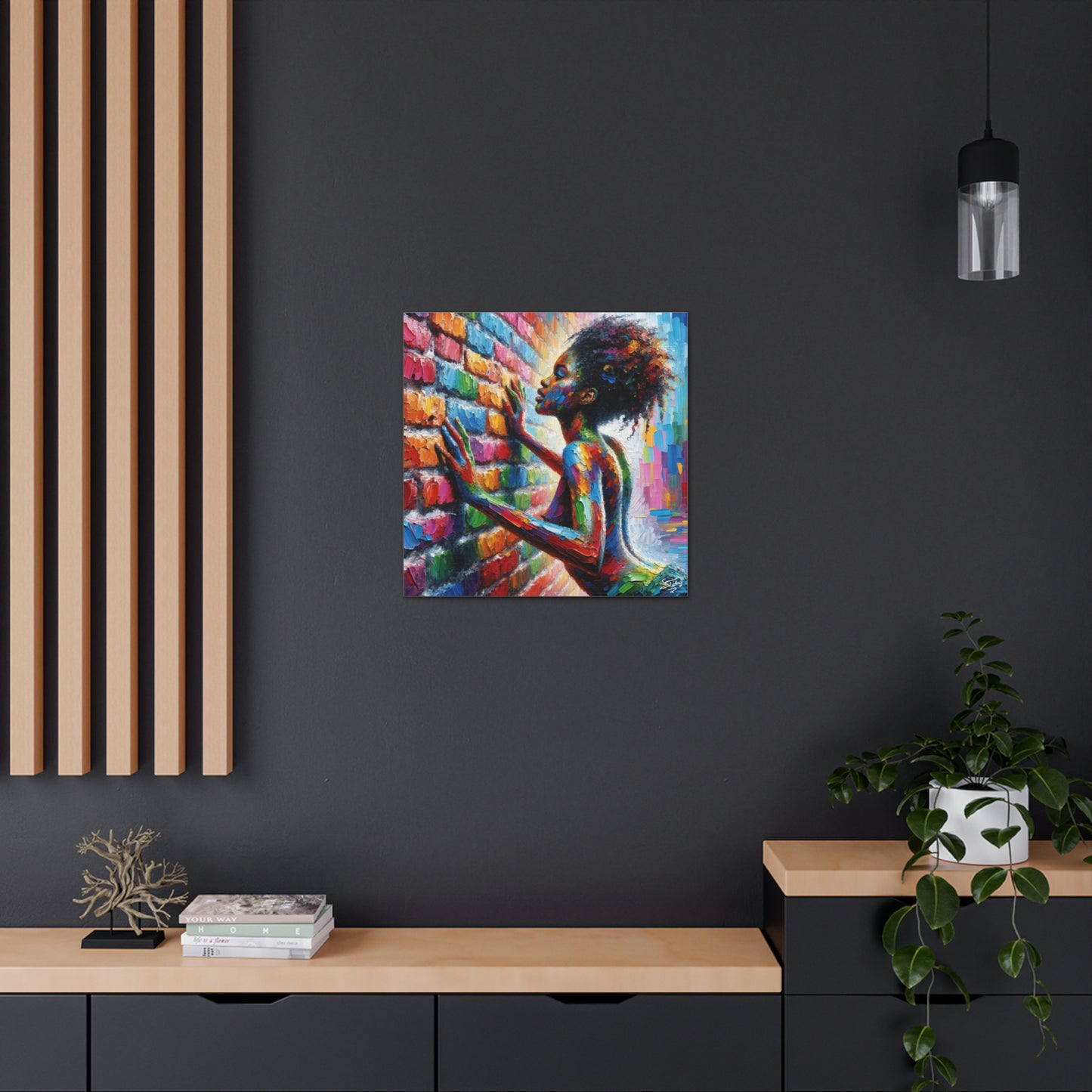 Art Print, Afro-Caribbean Woman "In Paint," (8) Oil Finish, West Indian Ethnicity, Cultural, Heritage, Semi-Abstract, Canvas Gallery Wrap