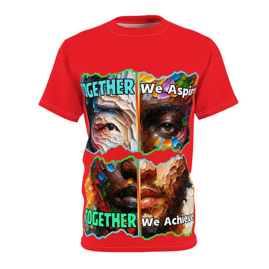 Unisex Cut & Sew Tee (AOP), "Together We Aspire, Together We Achieve"