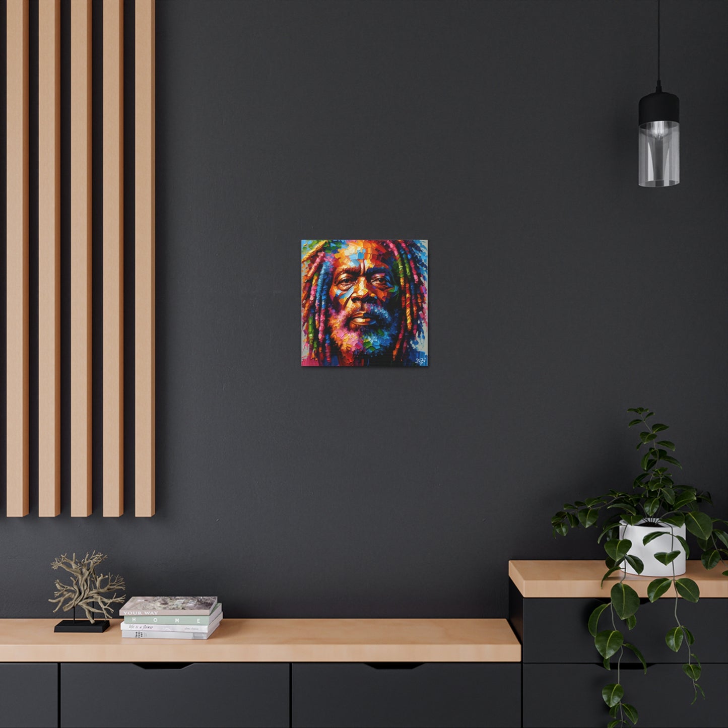 Art Print, Trini Rastaman, Oil Finish, West Indian Ethnicity, Cultural, Heritage, Semi-Abstract, Canvas Gallery Wrap