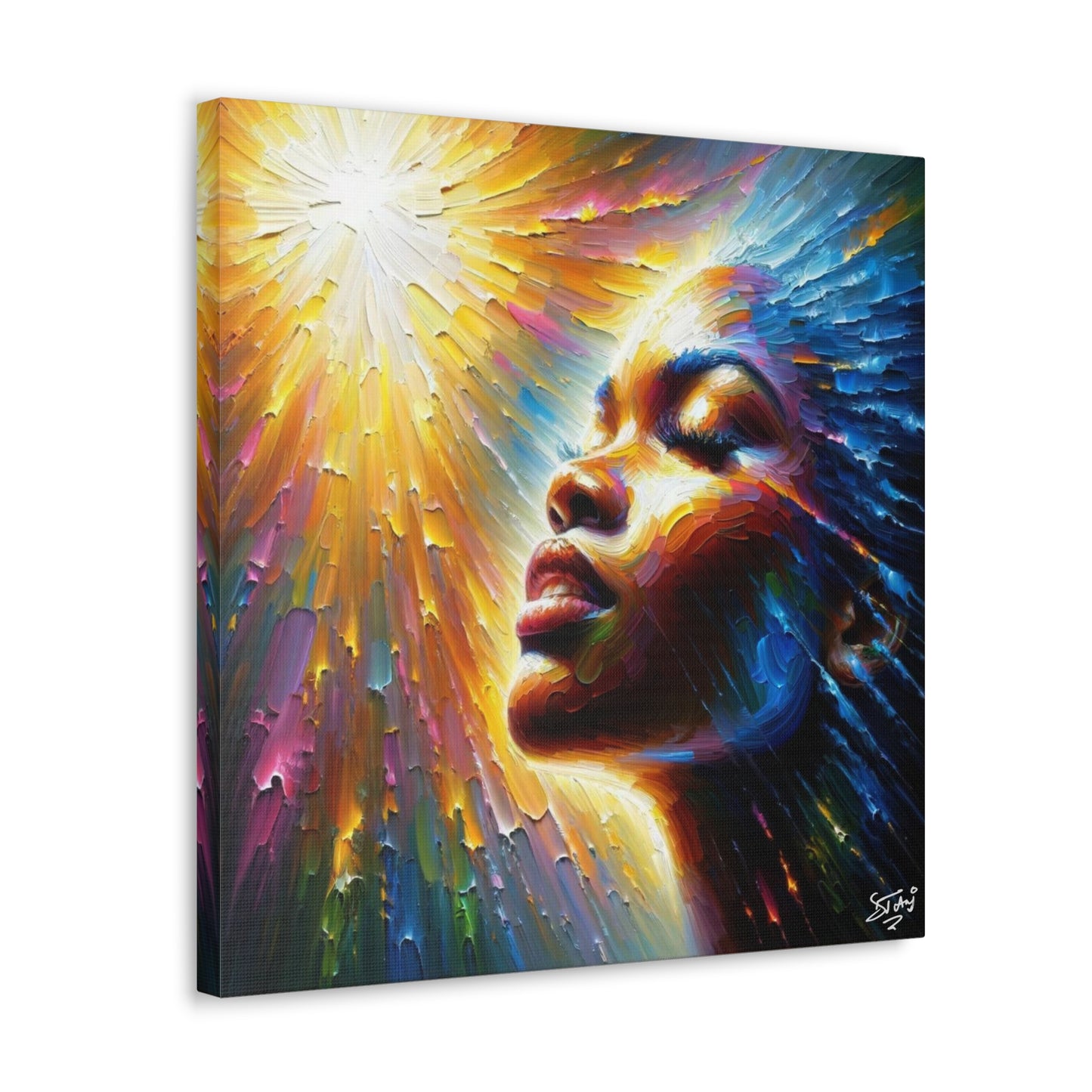 Art Print, Afro-Caribbean Woman, "Seeing the Light" Oil Finish, West Indian Ethnicity, Cultural, Heritage, Abstract, Canvas Gallery Wrap