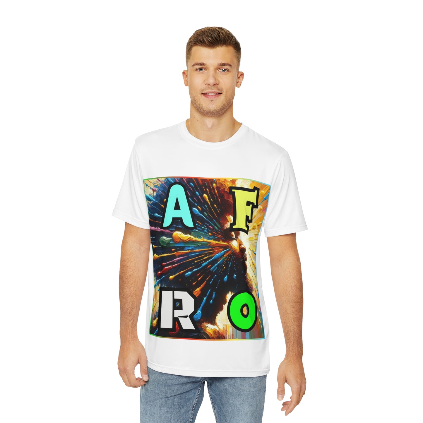 Men's Brushed Polyester Short Sleeve Tee (AOP), "AFRO"