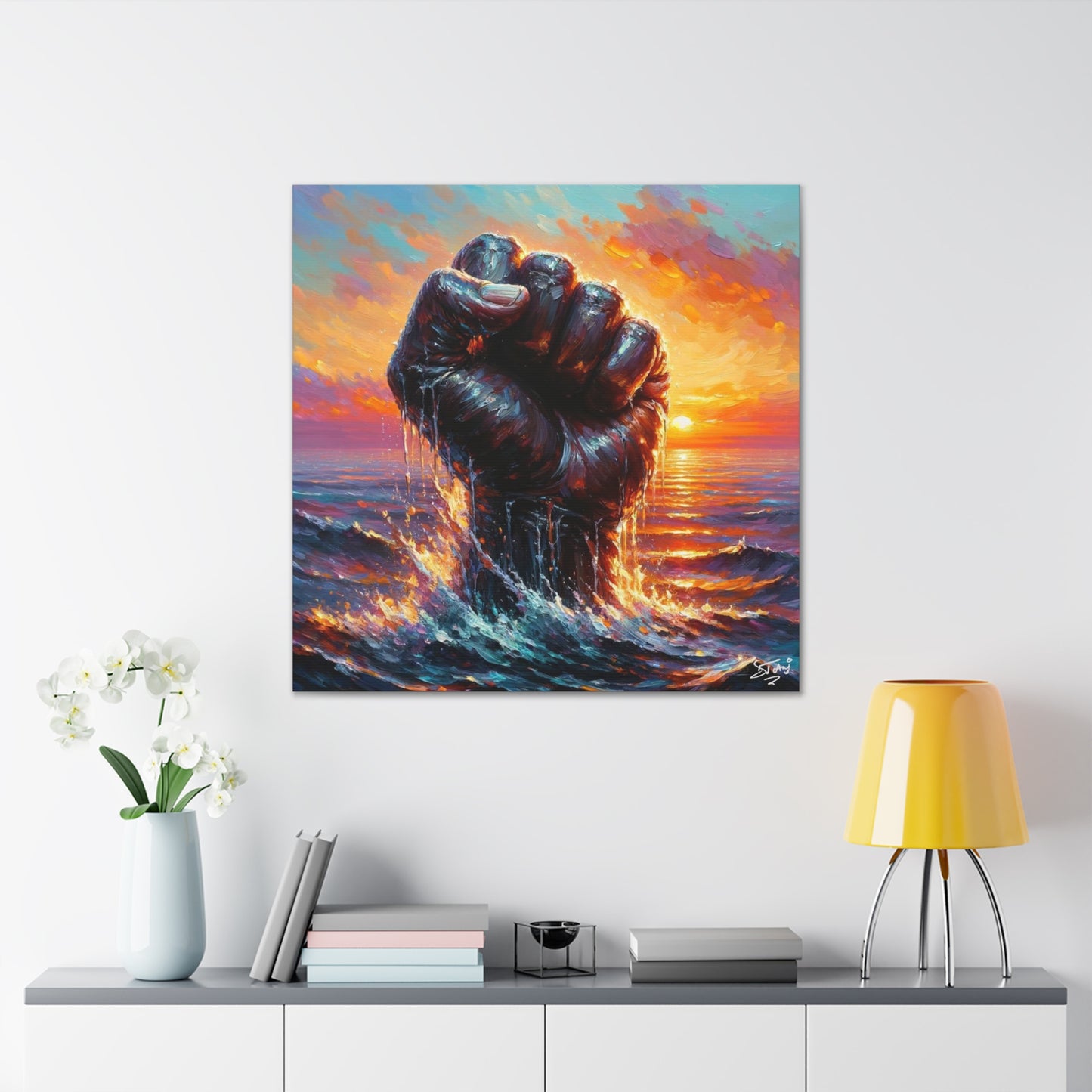 Art Print, Afro-Caribbean Man, Oil Finish, Unity, One Love, Semi-Abstract, Canvas Gallery Wrap