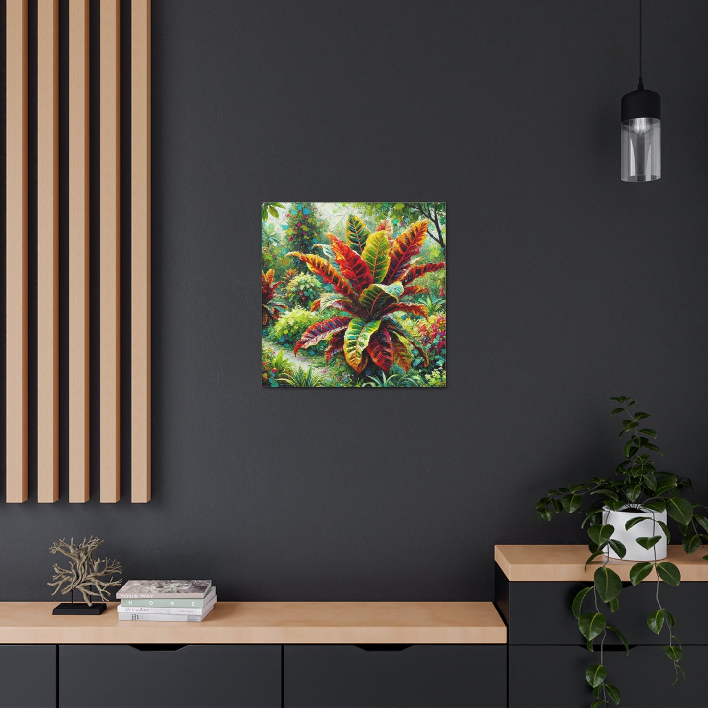 Art Print, Crotons, Oil Finish, West Indian Art, Canvas Gallery Wraps