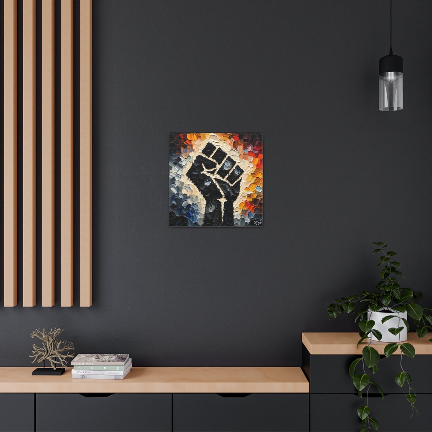 Art Print, Black Hand, Black Power, Oil Finish, Unity, One Love, Semi-Abstract, Canvas Gallery Wrap