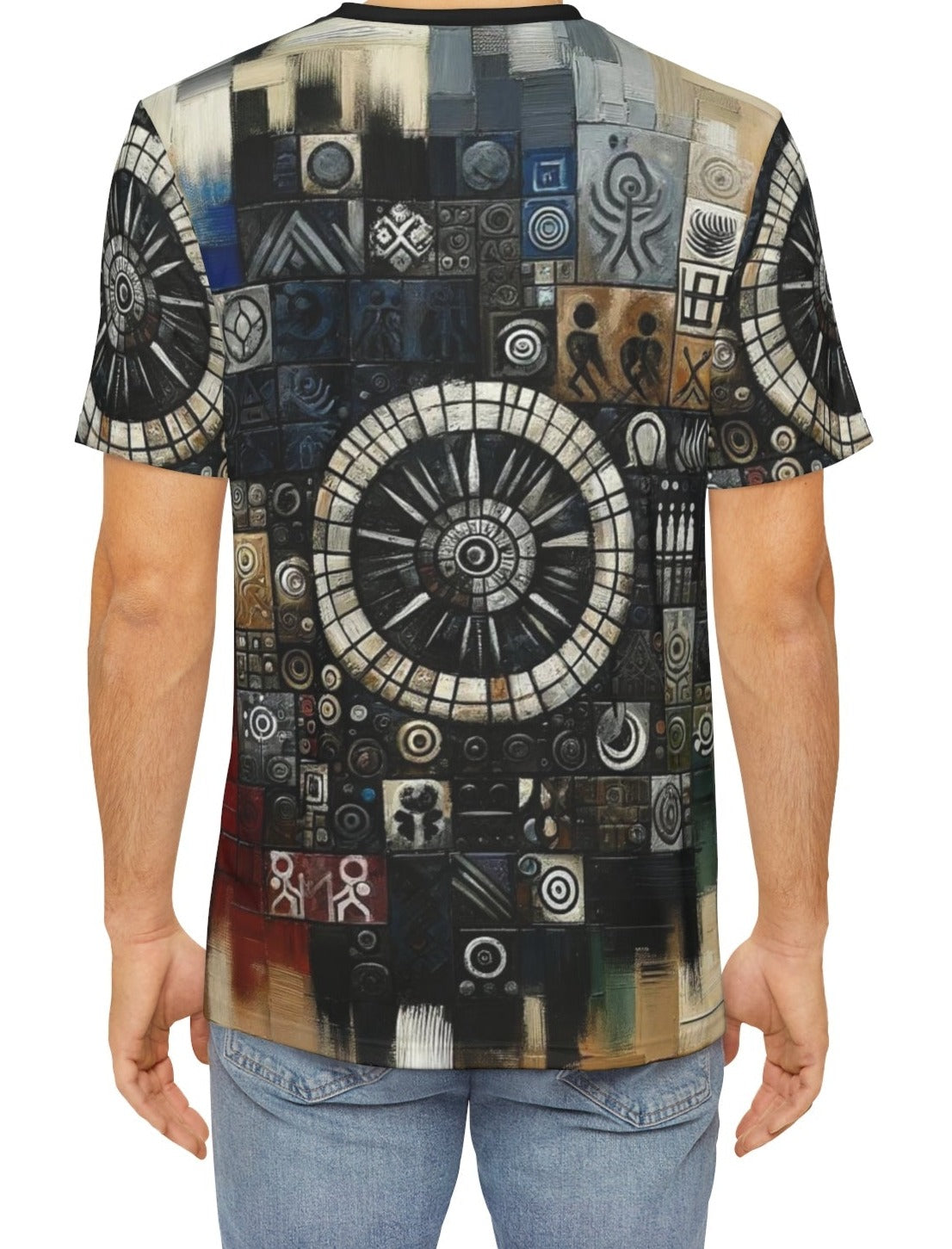 Men's Brushed Polyester Short Sleeve Tee (AOP), "Abstract African Print"