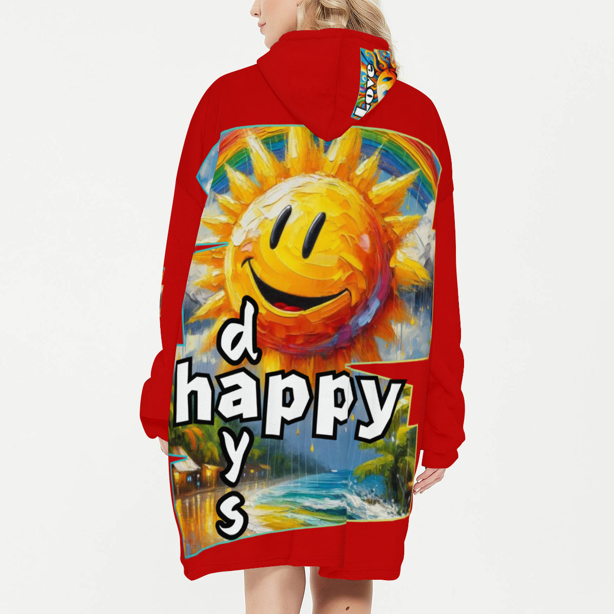 Flannel Sleeper Blanket Hoodie | "Love Life, Happy Days"