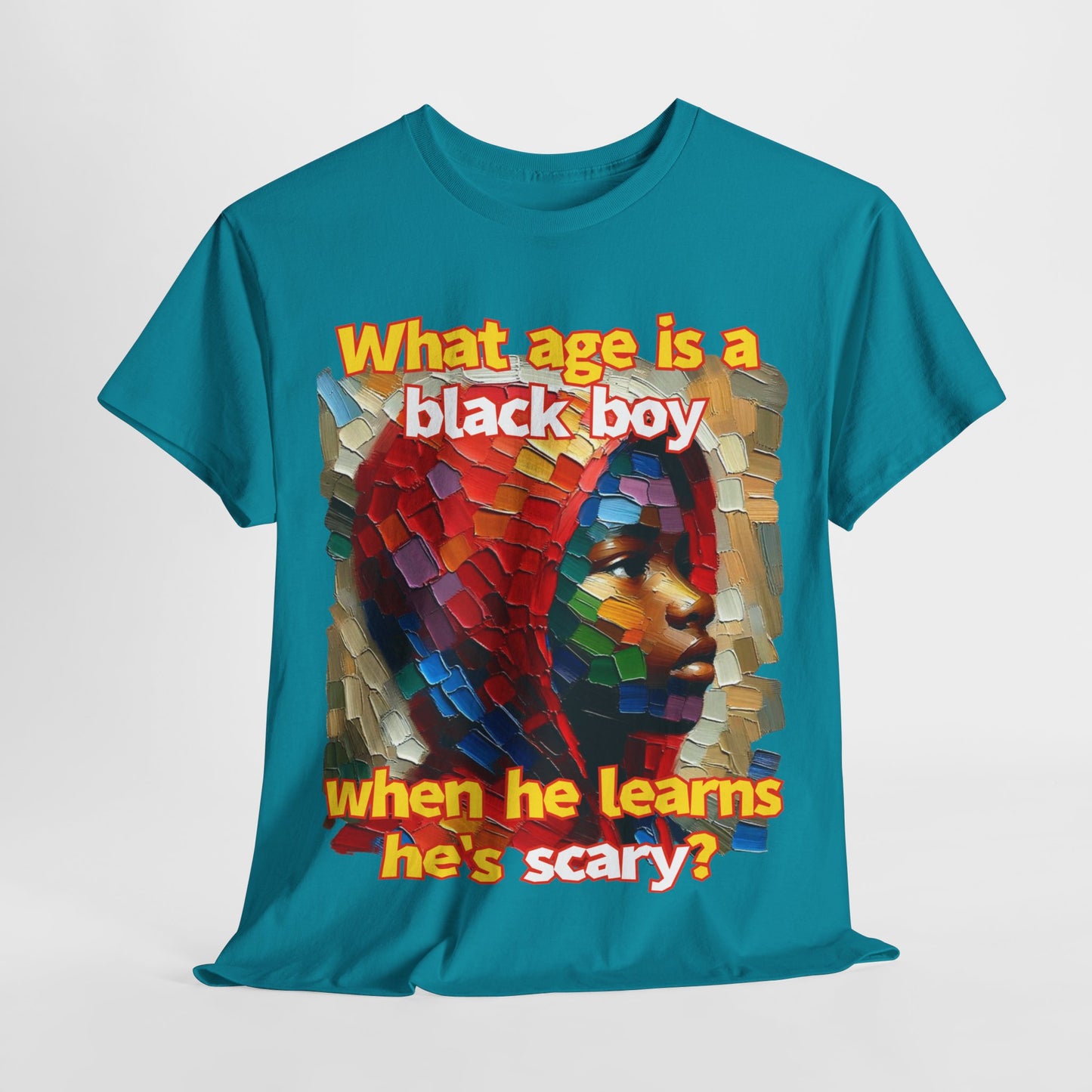 Unisex Heavy Cotton Tee, "What Age is a Black Boy..."