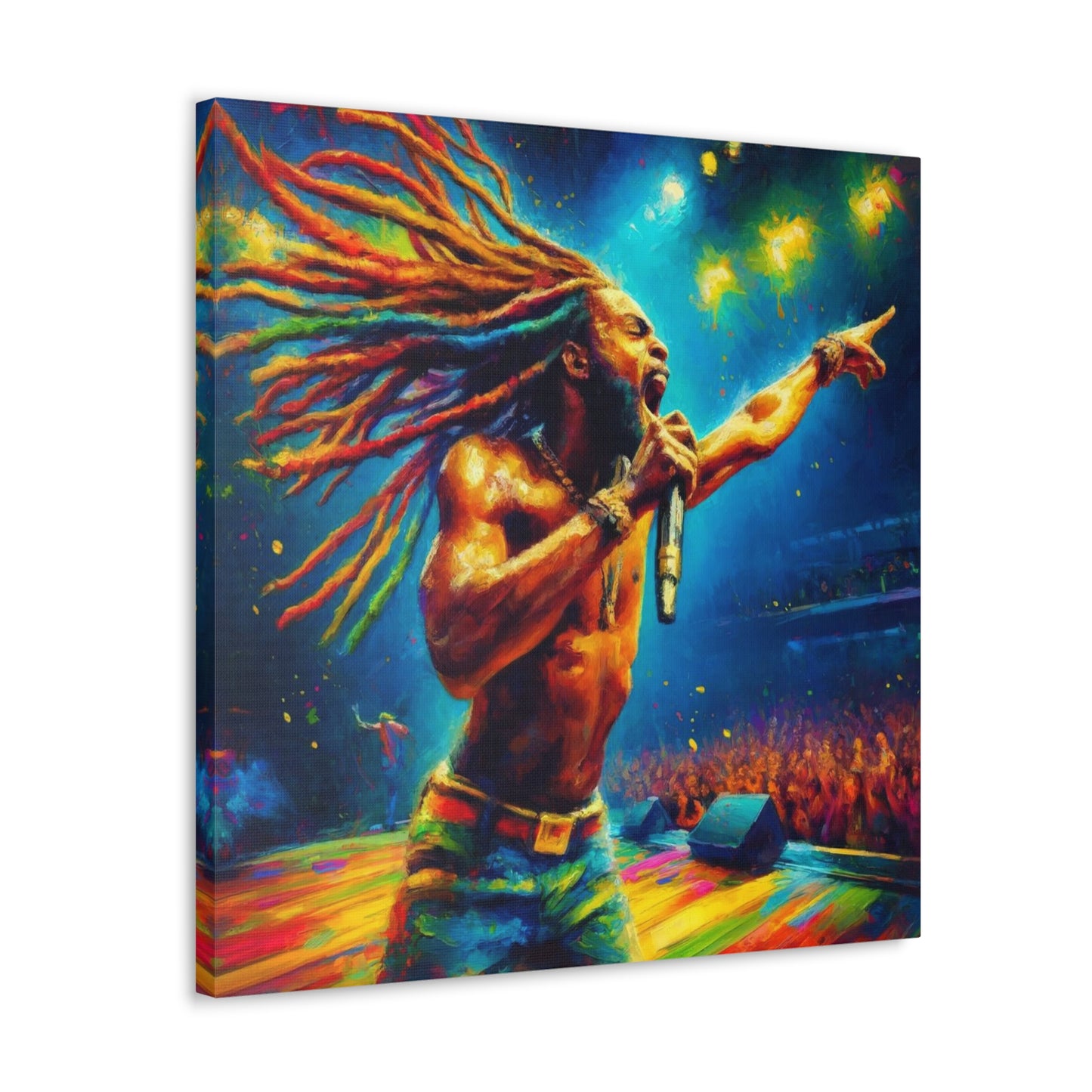 Art Print, Soca Artist, Oil Finish, West Indian Ethnicity, Cultural, Heritage, Semi-Abstract, Canvas Gallery Wrap