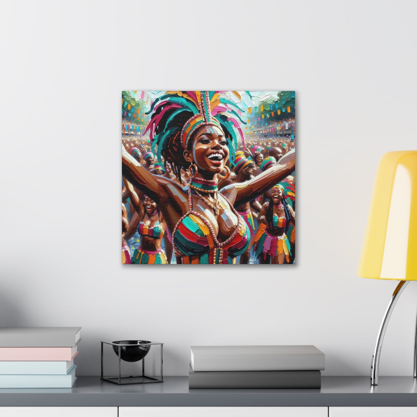 Art Print#2 of Trini Masquerader, Carnival, Oil Finish, West Indian Ethnicity, Cultural, Heritage, Art, Black Woman, Canvas Gallery Wraps