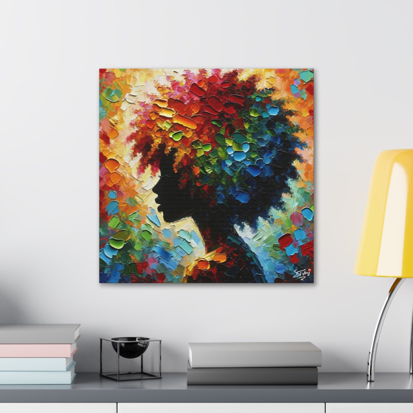 Art Print, Afro-Caribbean Woman, Oil Finish, West Indian Ethnicity, Cultural, Heritage, Semi-Abstract, Canvas Gallery Wrap