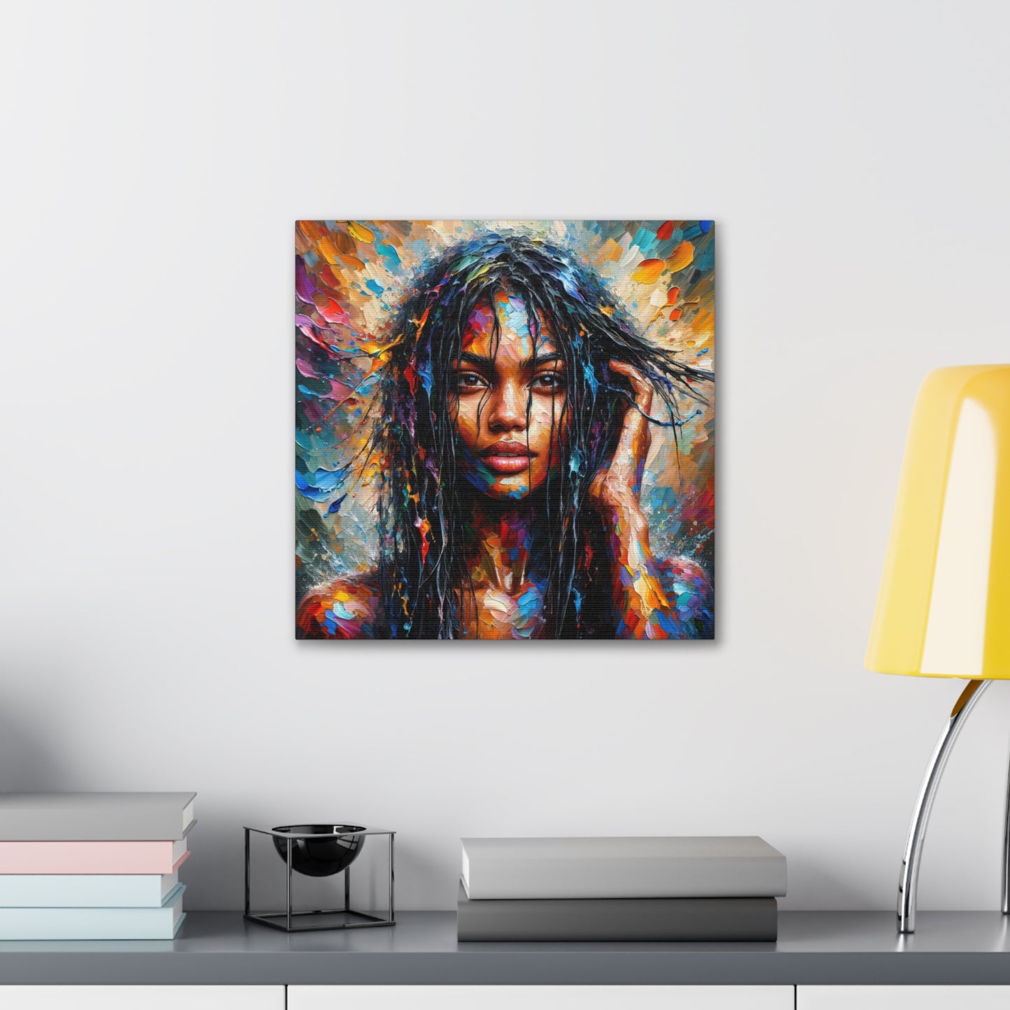 Art Print#6 of Trini Woman - Chilling in the Caribbean Sea, Oil Finish, West Indian Ethnicity, Cultural, Heritage Art, Canvas Gallery Wraps