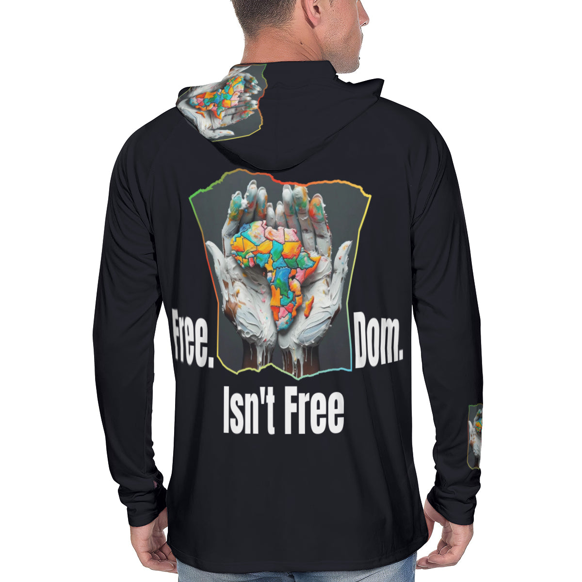 Men's Sun Protection Long Sleeve Hoodie "Fee.Dom Isn't Free"