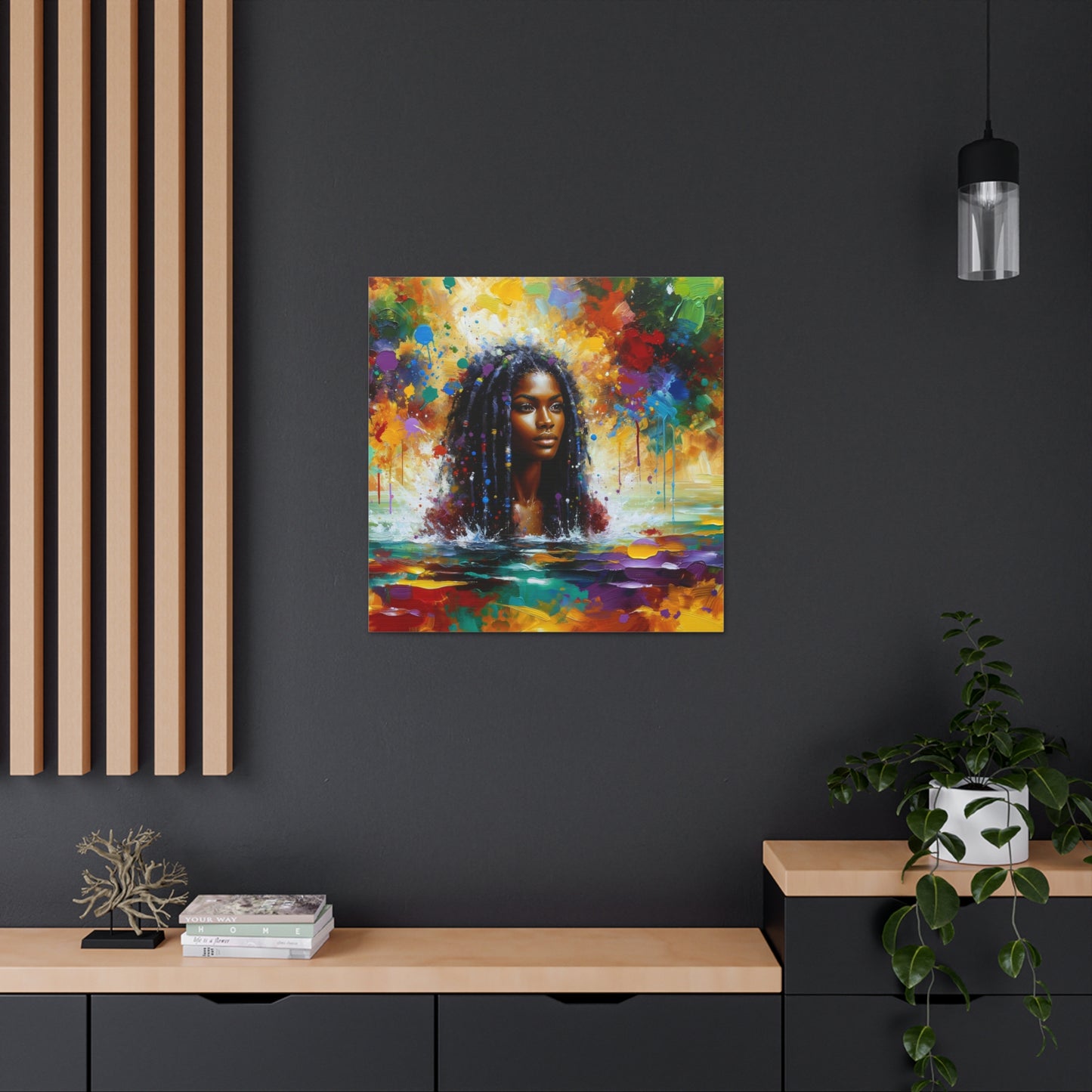 Art Print#3 of Trini Woman - Chilling in the Caribbean Sea, Oil Finish, West Indian Ethnicity, Cultural, Heritage Art, Canvas Gallery Wraps