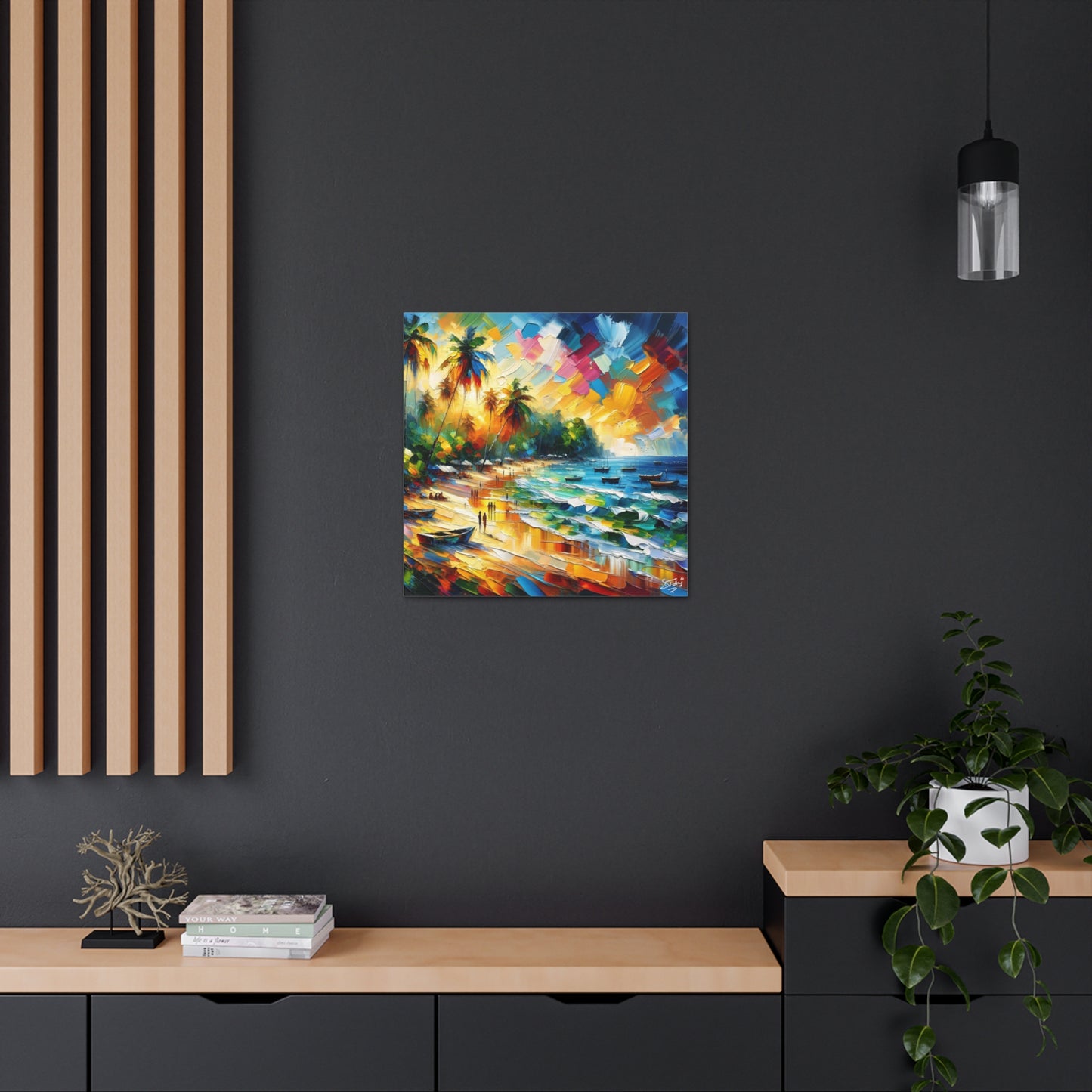 Art Print of Caribbean Sunset, Abstract, Oil Painting, West Indian Art, Canvas Gallery Wraps