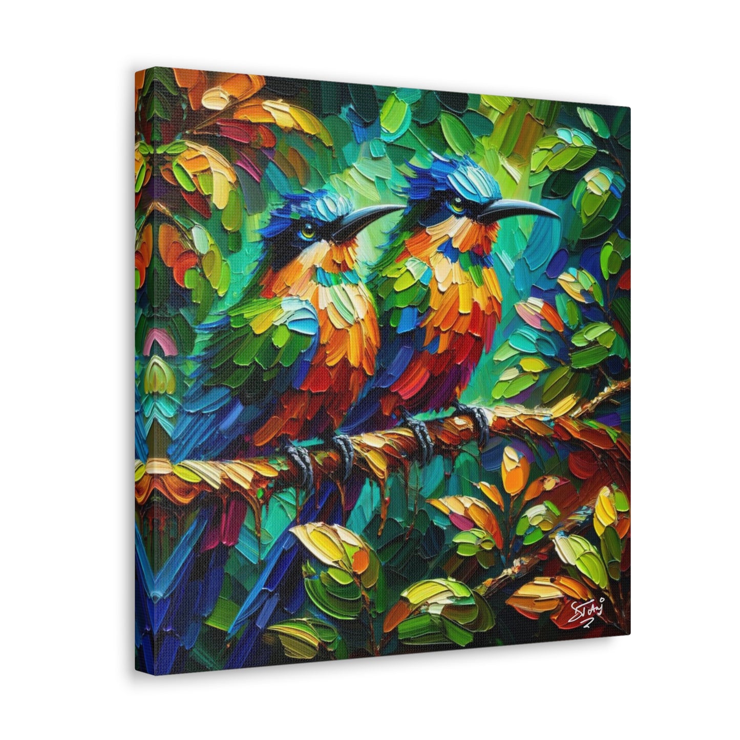 Art Print, Trinidad Motmot, Caribbean Birds, Abstract Oil Finish, Caribbean Nature, Cultural, Heritage, Canvas Gallery Wrap