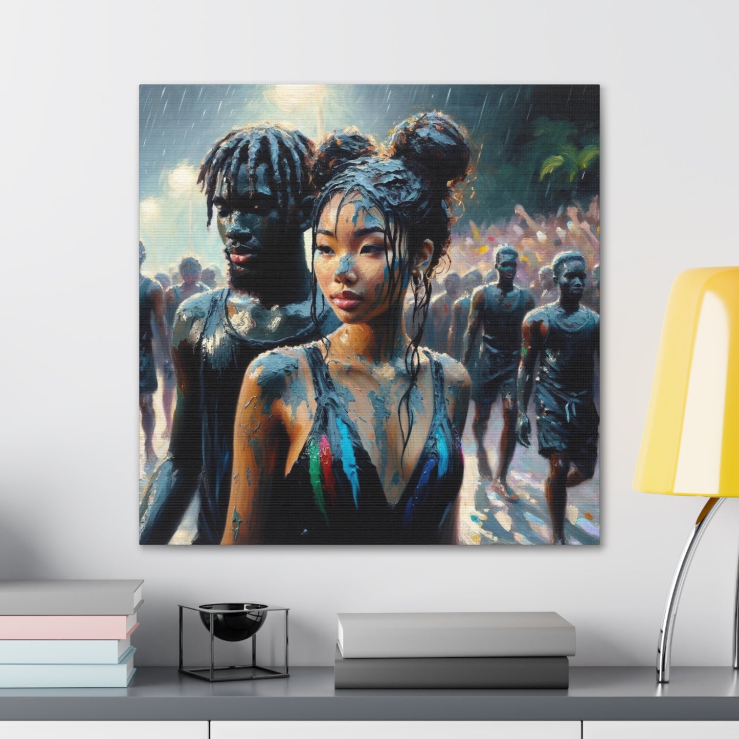 Art Print of Jouvert Morning, Afro-Caribbean Couple#5, Oil Finish, West Indian Ethnicity, Cultural, Heritage, Canvas Gallery Wraps