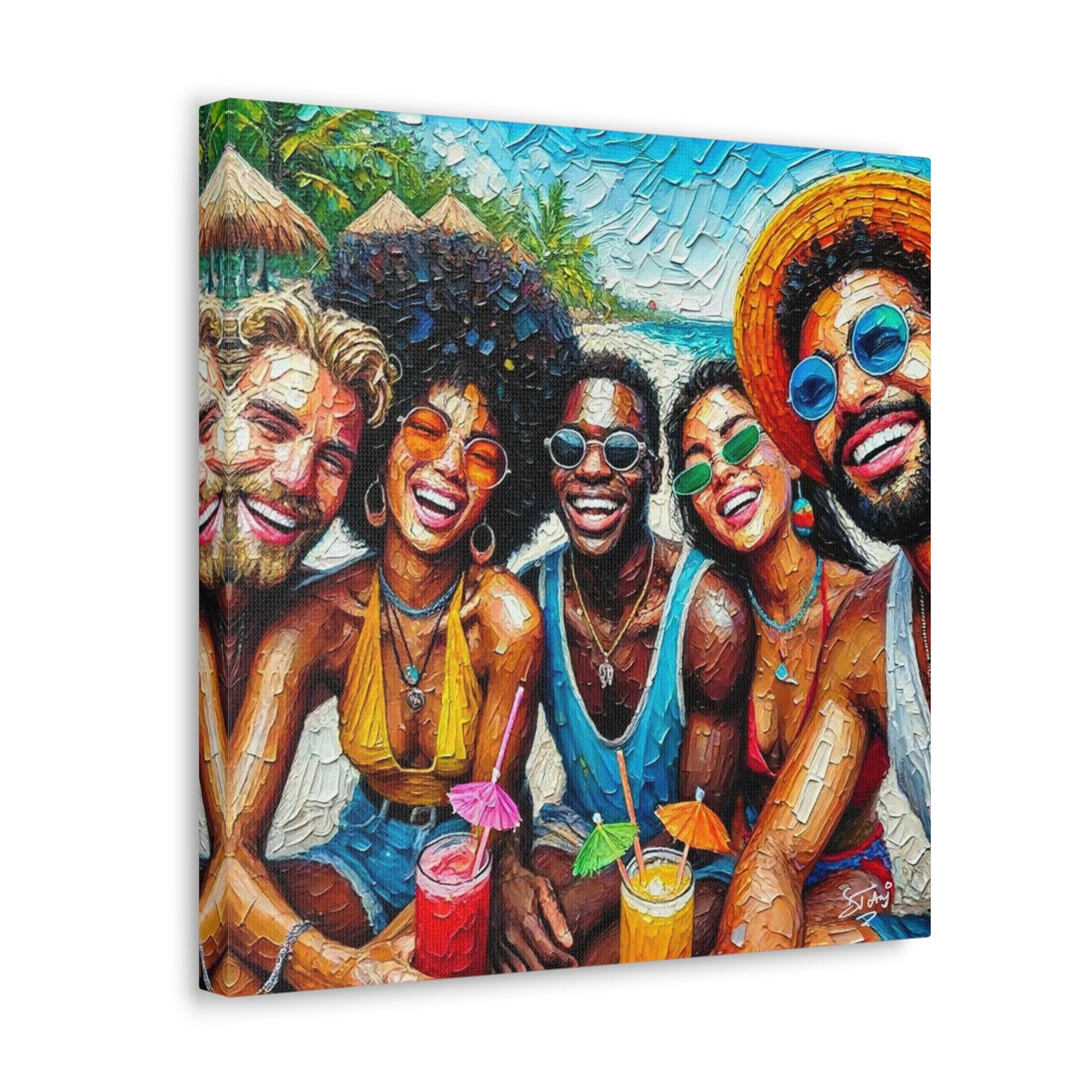 Art Print, Caribbean People, "Melting Pot" Oil Finish, West Indian Ethnicity, Cultural, Heritage, Abstract, Canvas Gallery Wrap