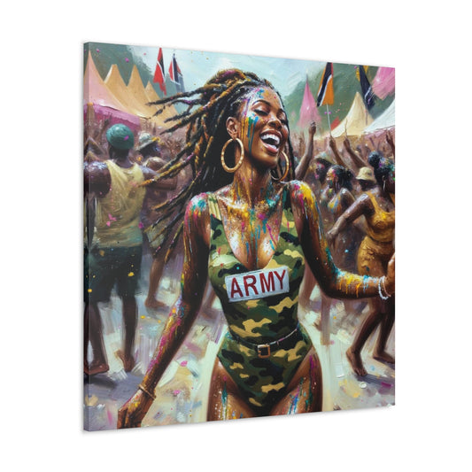 Art Print of Jouvert Morning#2, Afro-Caribbean Woman, Oil Finish, West Indian Ethnicity, Cultural, Heritage, Canvas Gallery Wraps