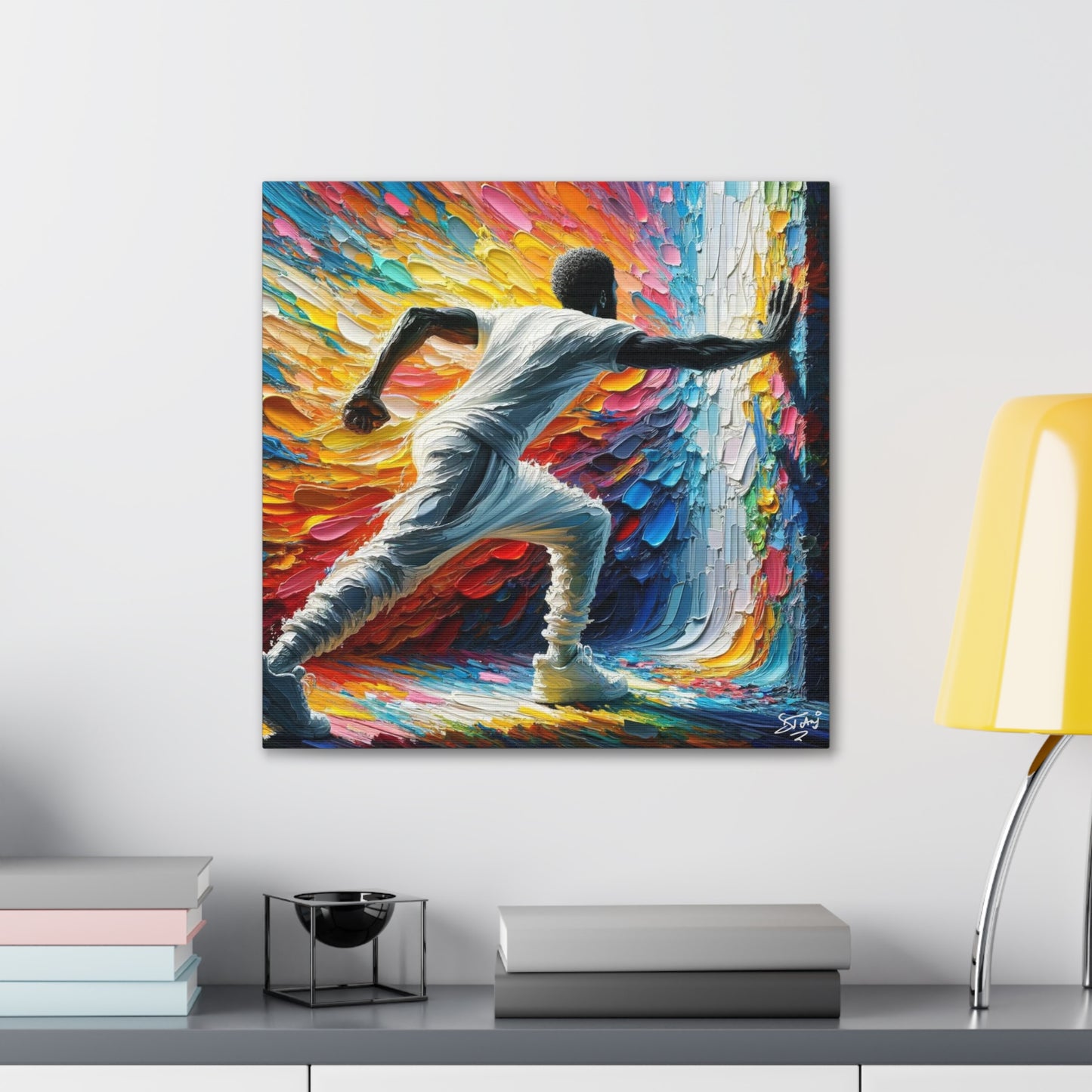 Art Print, Afro-Caribbean Man "The Resistance (2)," Oil Finish, West Indian Ethnicity, Cultural, Heritage, Semi-Abstract, Canvas Gallery Wrap