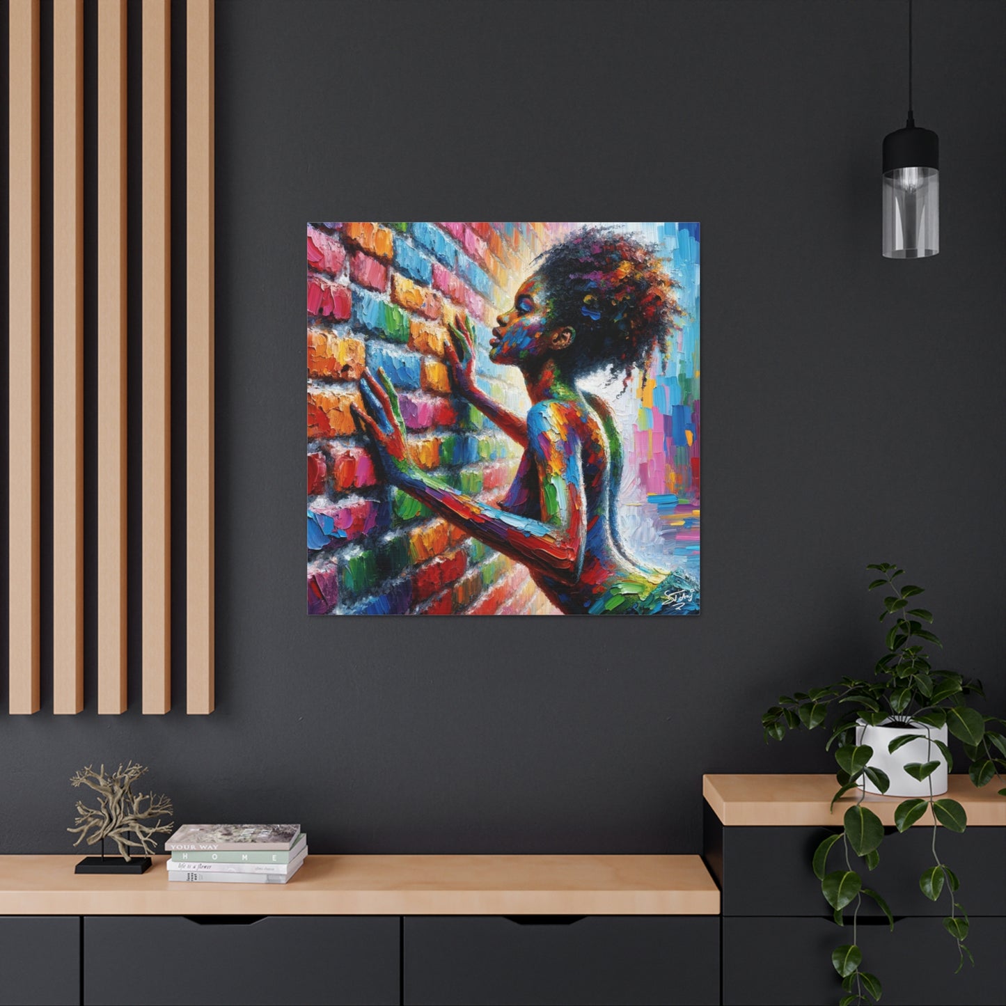 Art Print, Afro-Caribbean Woman "In Paint," (8) Oil Finish, West Indian Ethnicity, Cultural, Heritage, Semi-Abstract, Canvas Gallery Wrap