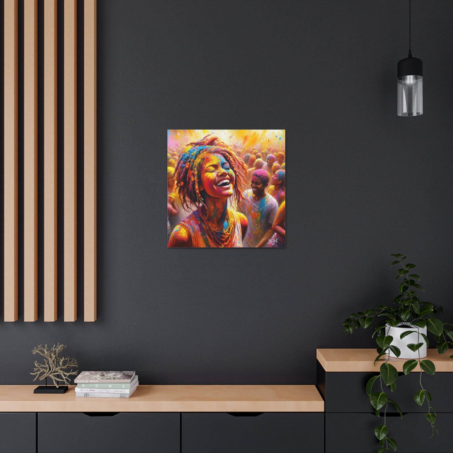 Art Print, Indo-Caribbean Woman, "Phagwa" Oil Finish, West Indian Ethnicity, Cultural, Heritage, Canvas Gallery Wrap