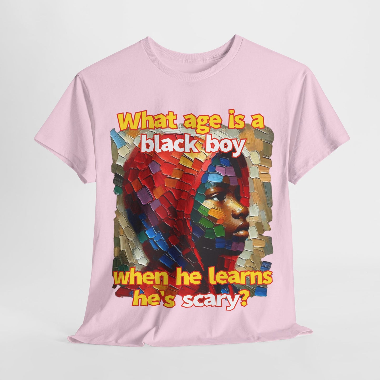 Unisex Heavy Cotton Tee, "What Age is a Black Boy..."