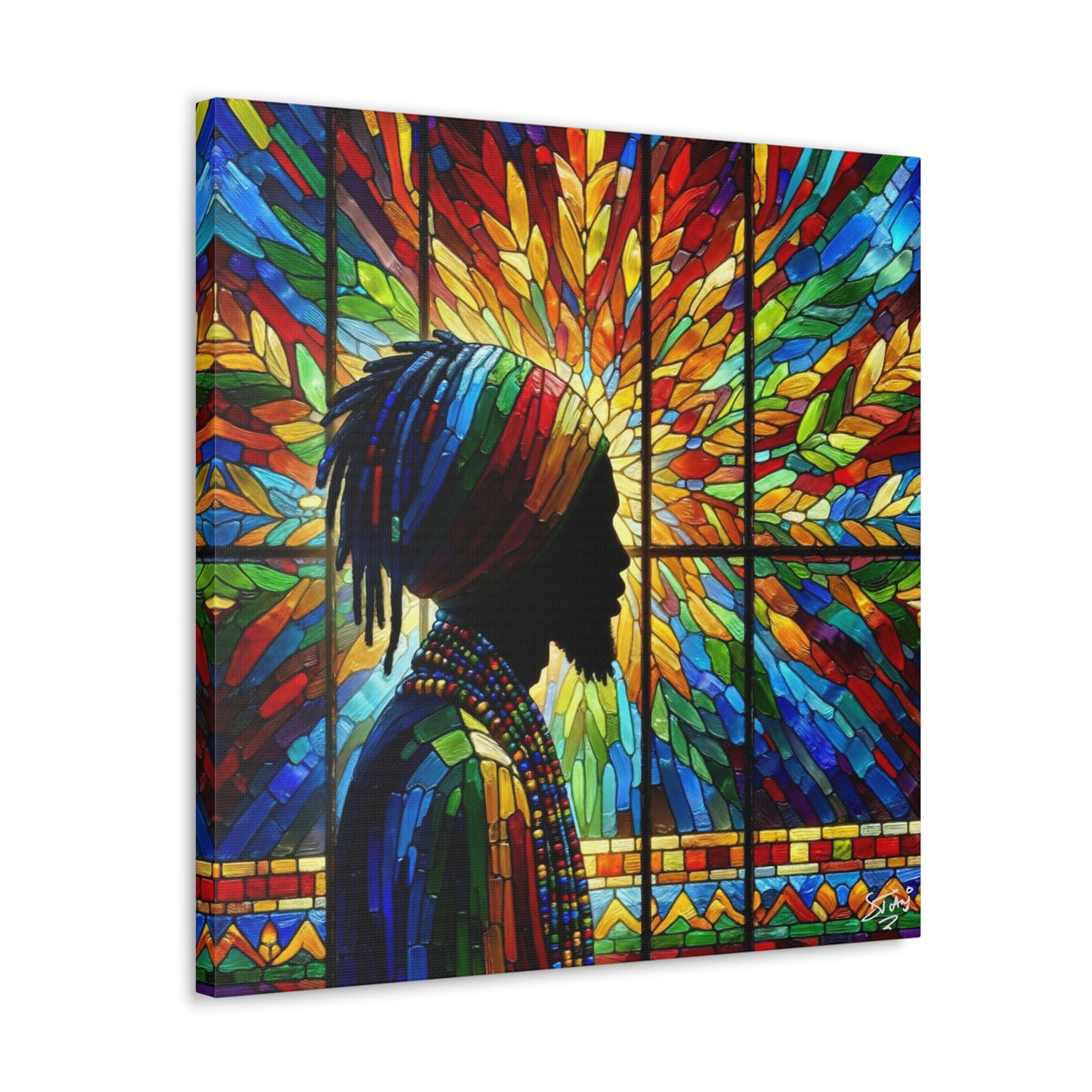 Art Print, Dreadlocks-Caribbean Man, Silhouette, Oil Finish, West Indian Ethnicity, Cultural, Heritage, Semi-Abstract, Canvas Gallery Wrap